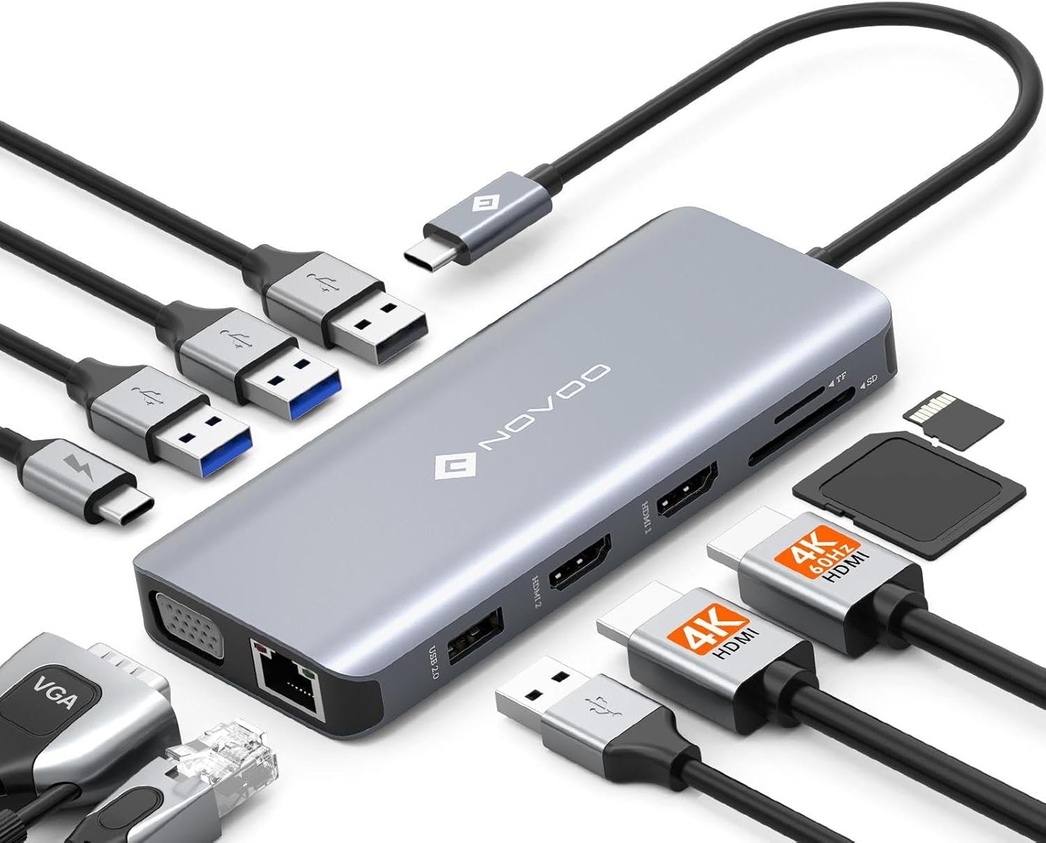 Detalle de NOVOO USB C Docking Station 11-in-1