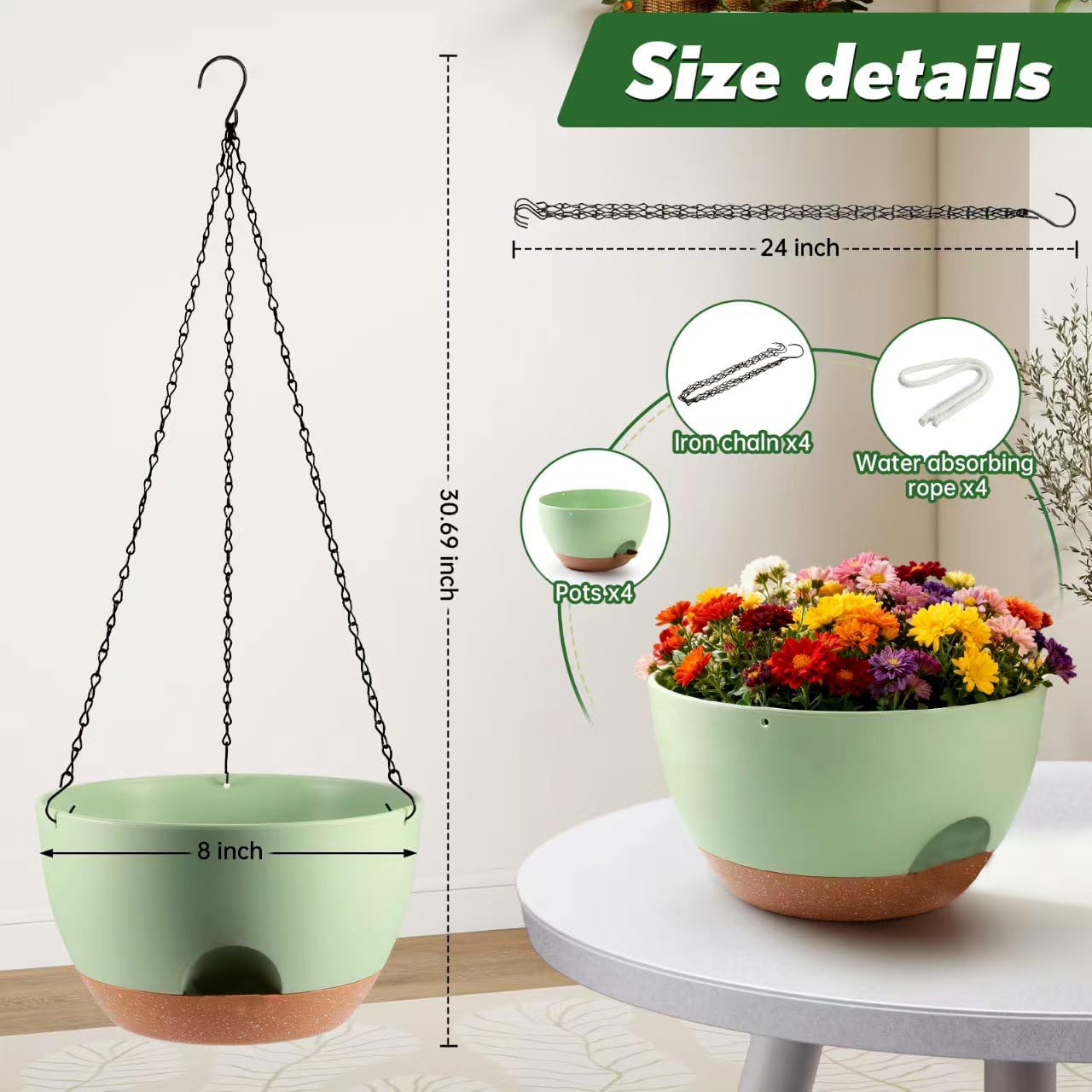 Thumbnail 2 de WUCEIAUU Hanging Planters, 8-Inch