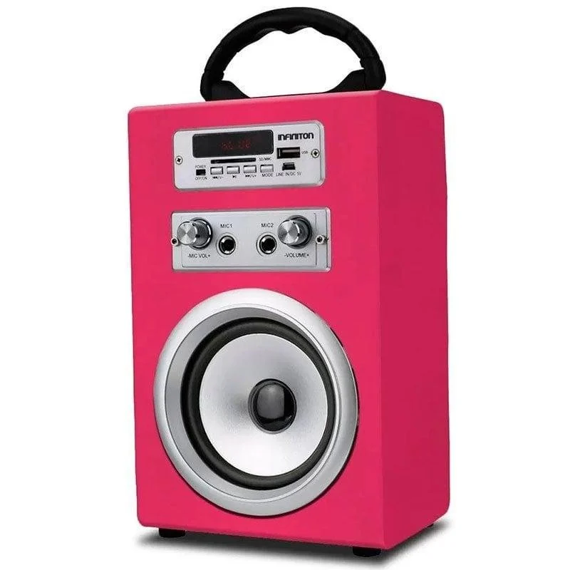 Detalle de Altavoces Infiniton Portátil Bluetooth 5W Rosa con karaoke y mando