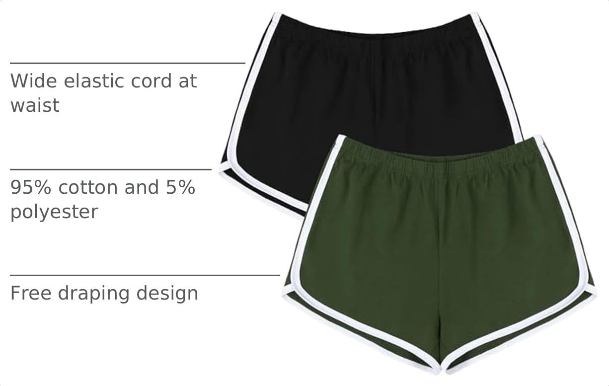 Thumbnail 3 de URATOT Women's Cotton Gym Shorts Pack of 2: Lightweight, Breathable Lounge & Activewear