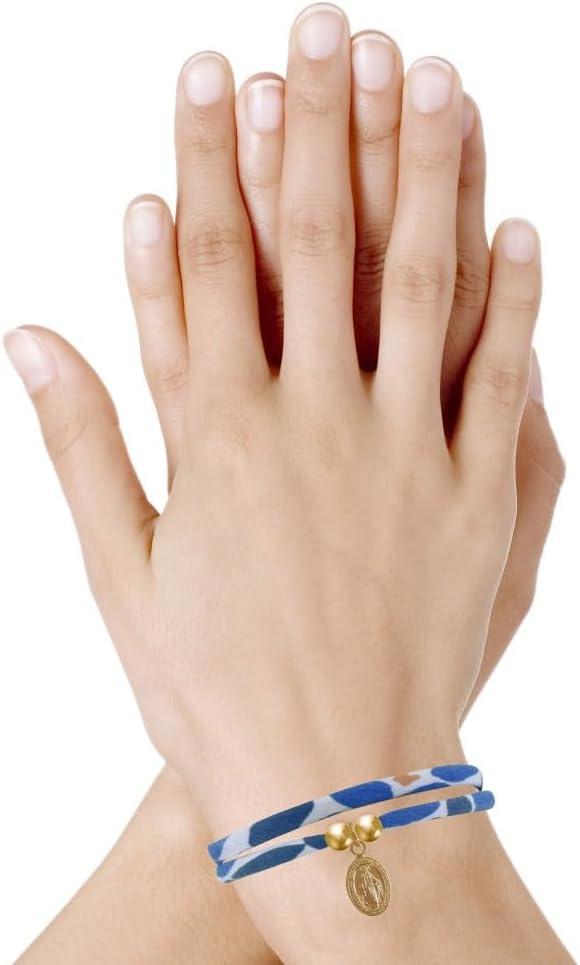 Thumbnail 2 de Bracciale Les Poulettes Bijoux doppio collegamento con medaglione ovale Vergine Miracolosa placcato in oro