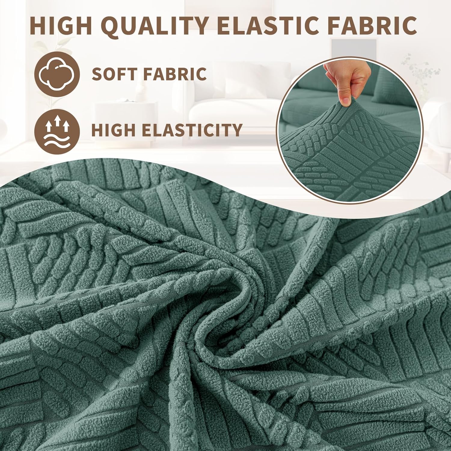 Thumbnail 3 de Housse de coussin pour canapé extensible Ystyle (1 place*2) – antidérapante, lavable, vert clair