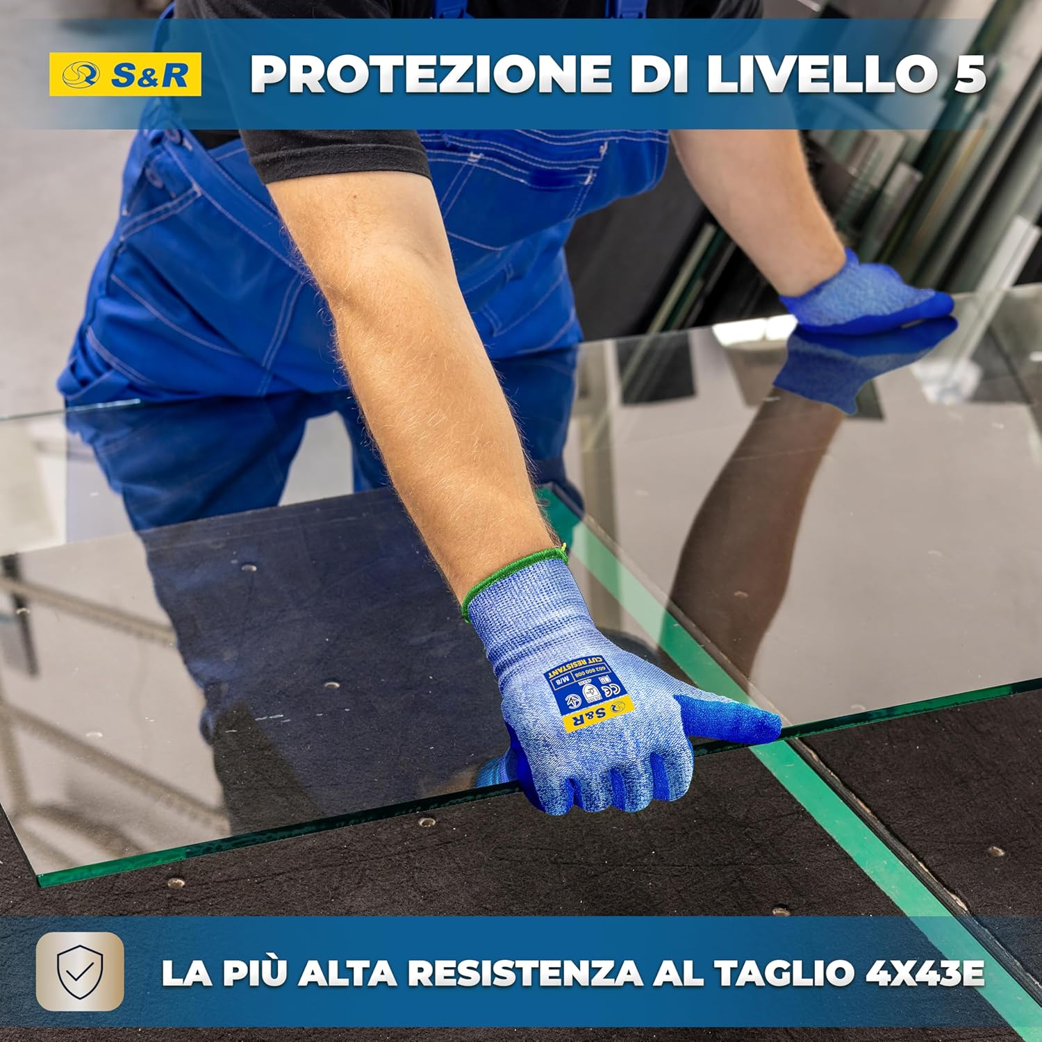 Thumbnail 6 de Guanti Antitaglio S&R: Tungsteno e Nitrile, Taglia 10 (Nivel 5) per Lavoro, Giardinaggio e Cucina