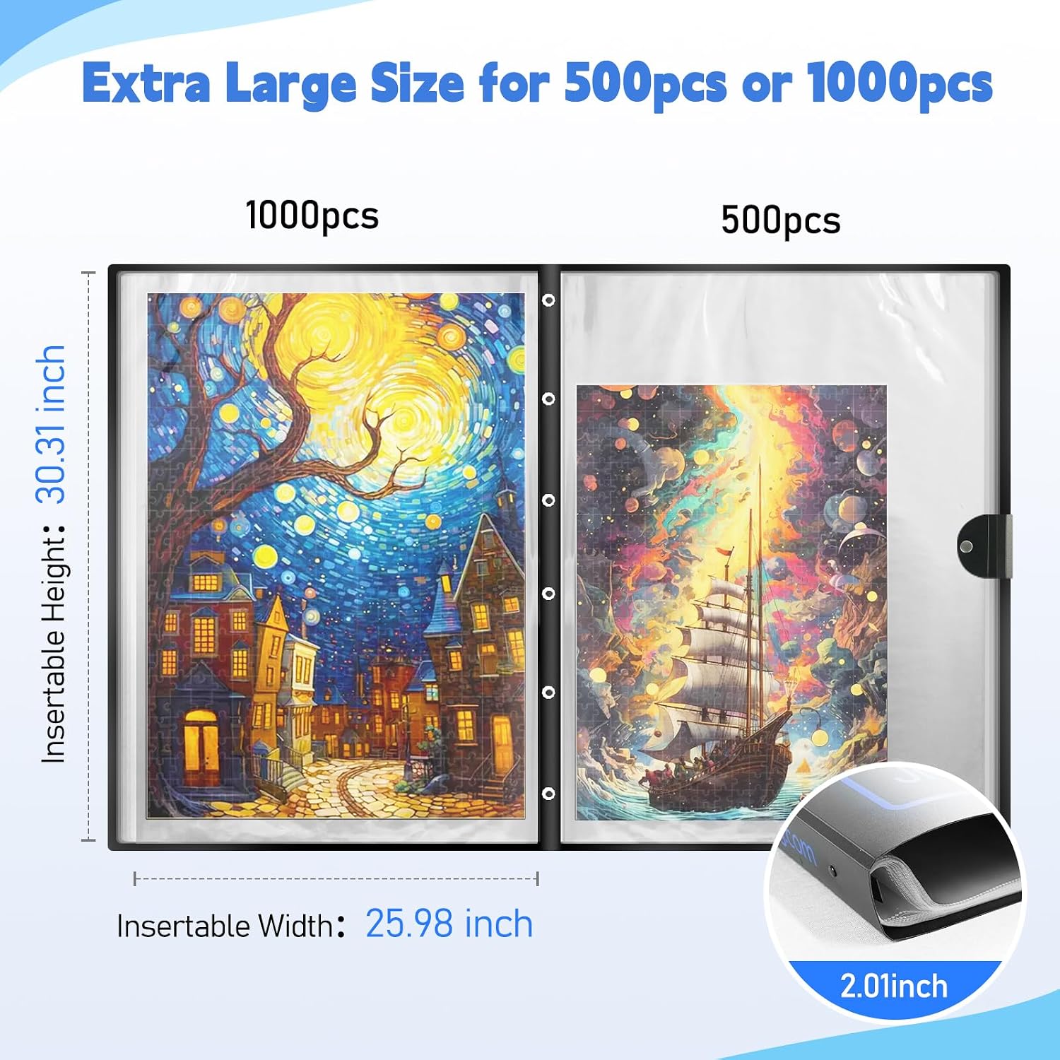 Thumbnail 1 de ALL4JIG 25.98" × 30.31" Puzzle Binder: Space-Saving 20-Puzzle Organizer for 500–1000 Piece Sets