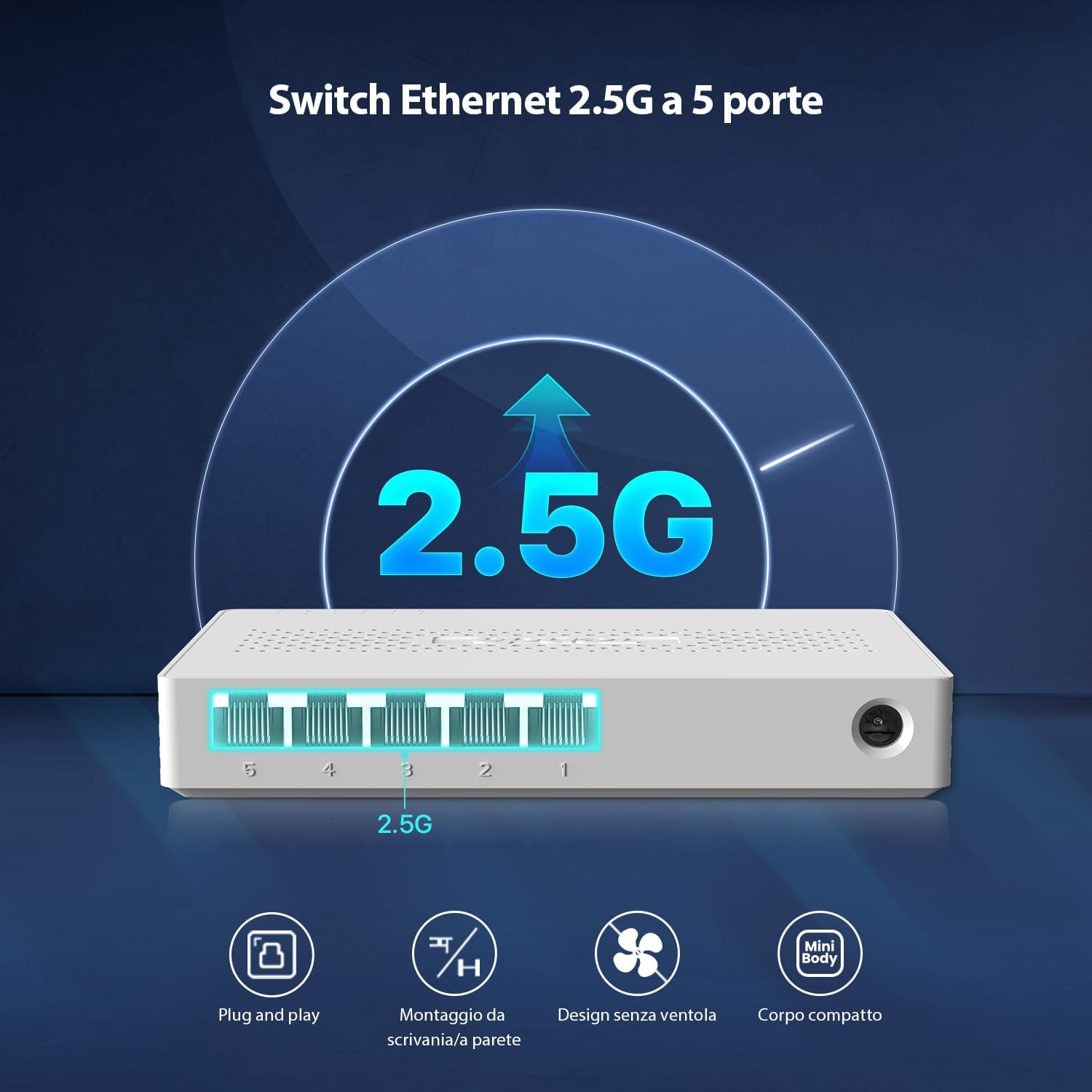 Thumbnail 1 de Tenda SE105 Switch Ethernet 2.5 Gigabit a 5 porte (Unmanaged, Plug & Play, silenzioso)