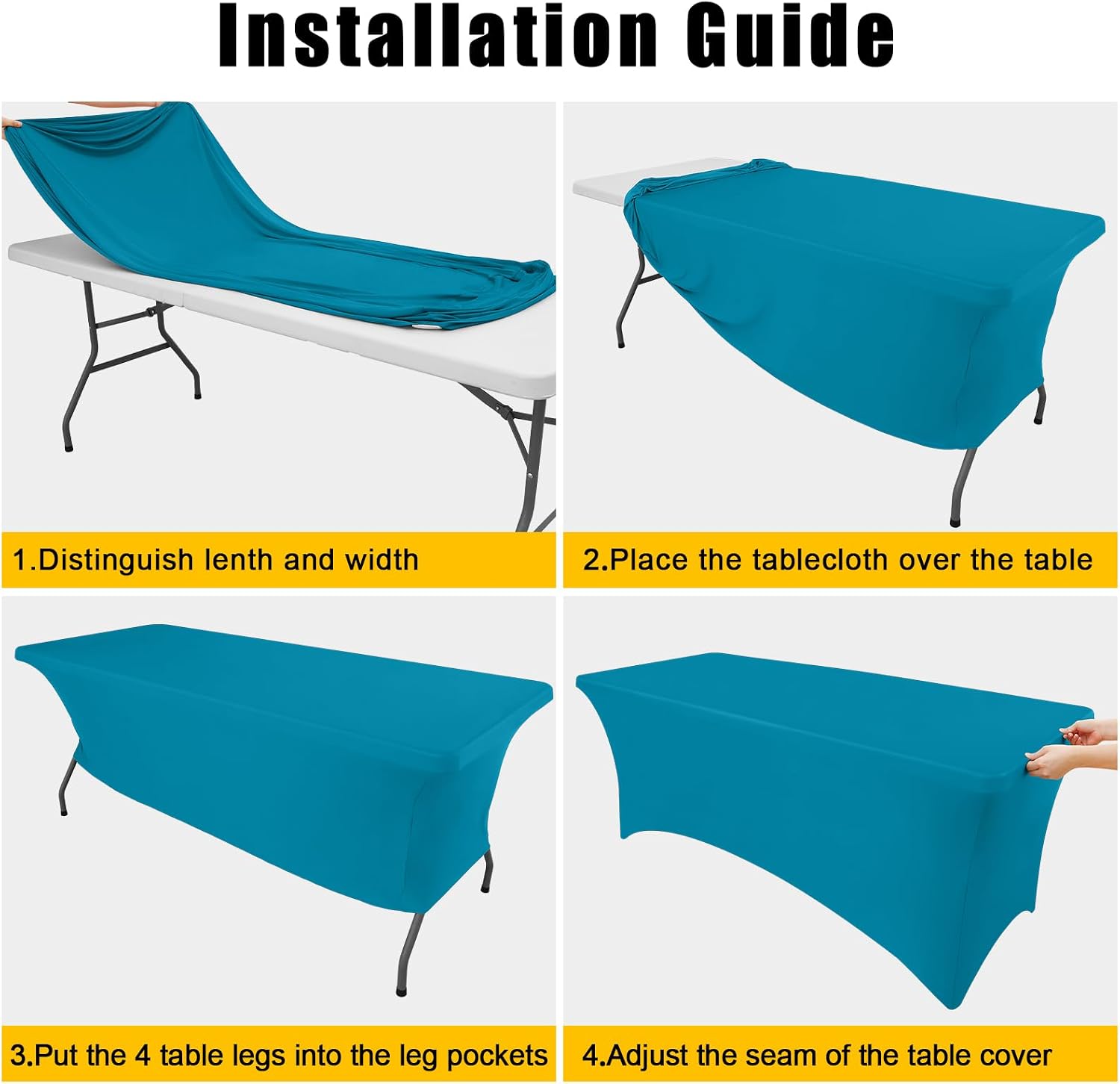 Thumbnail 4 de Smiry 2 Pack Spandex Table Cloth 72 in