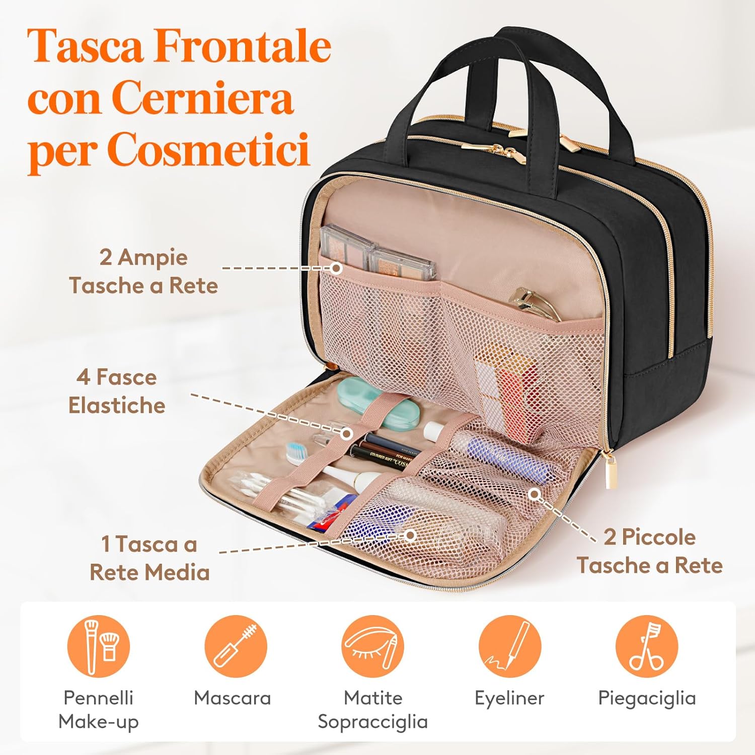 Detalle 2 de Lifewit Beauty Case da Viaggio da Donna: organiser capiente, leggero e versatile