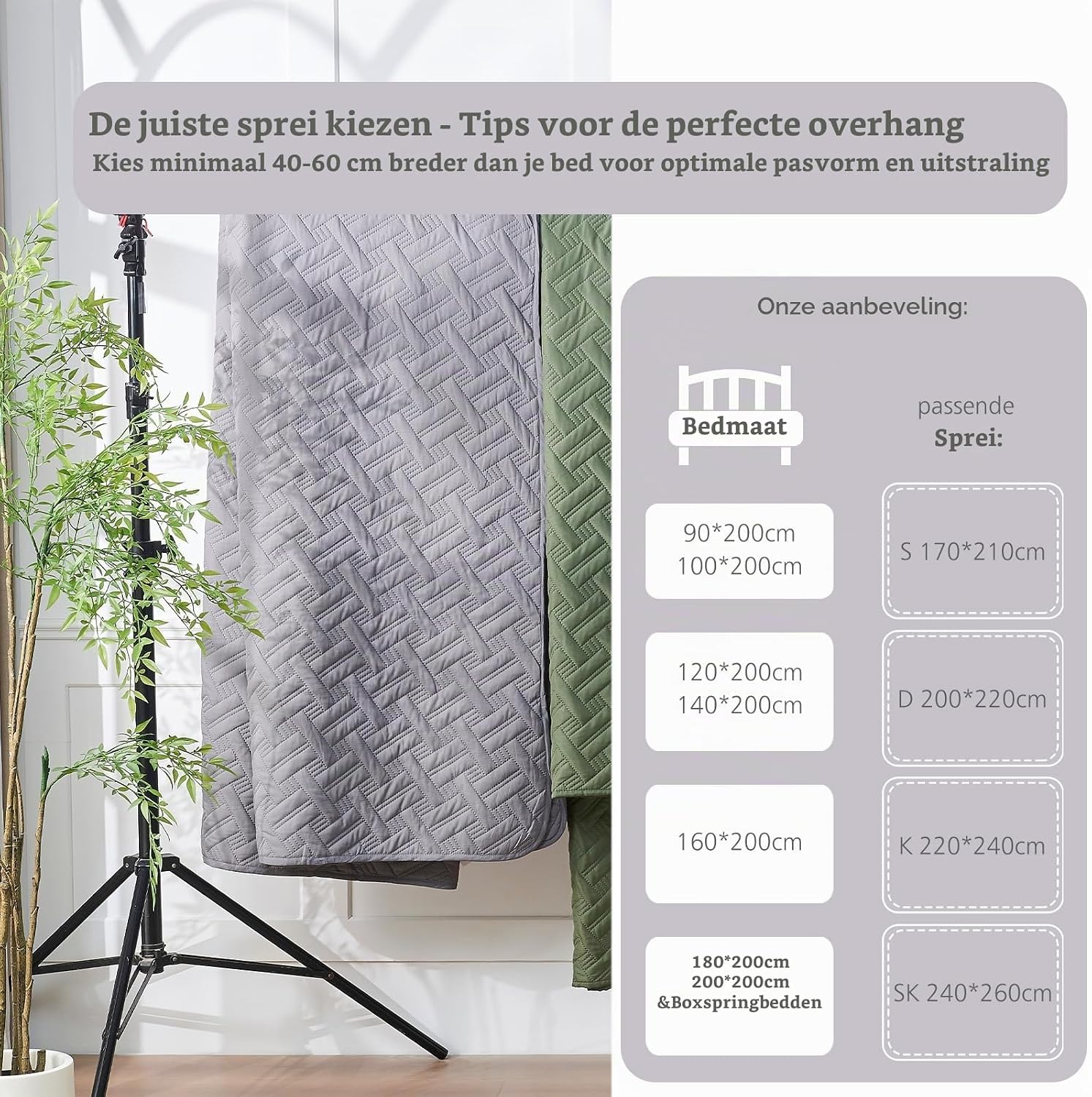 Thumbnail 6 de beeweed Feel Elegante BHQS-1 sprei 240 x 260 cm, grijs polyester