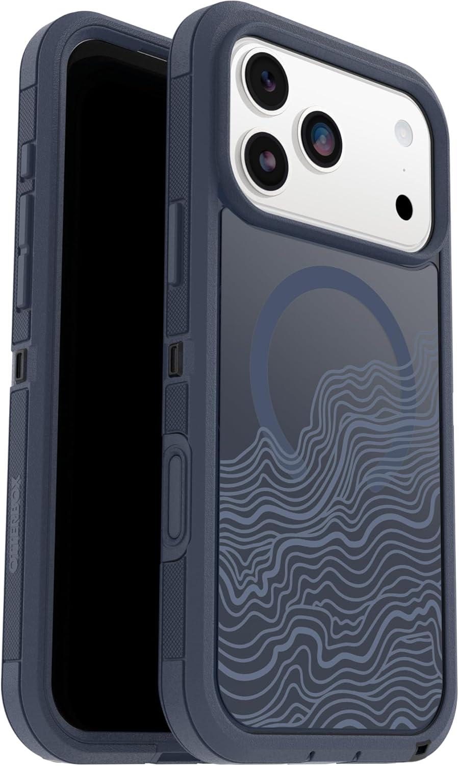 Detalle de OtterBox iPhone 17 Pro Max Defender Series Pro XT Clear Case – Offgrid Blue