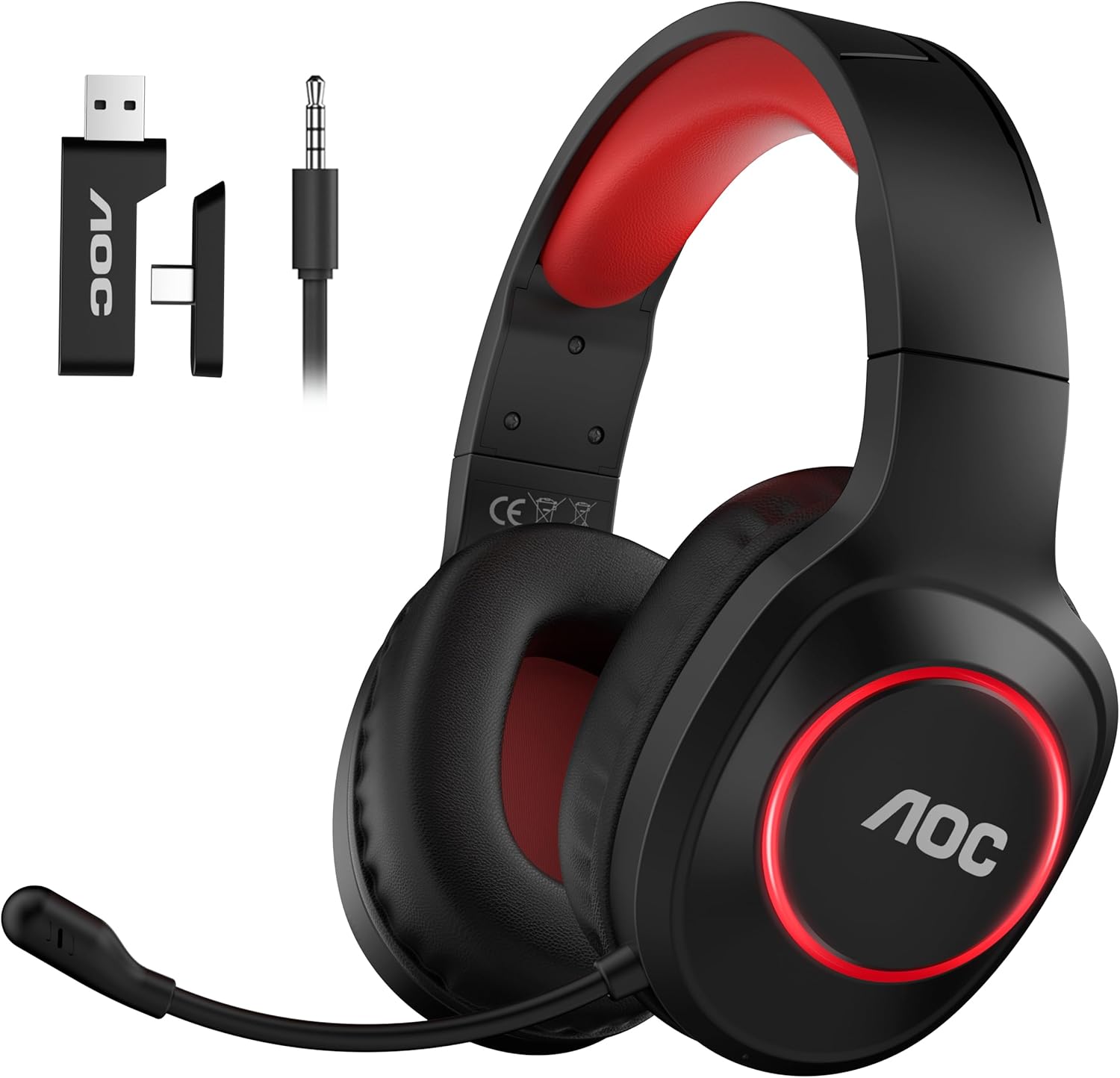 Detalle 2 de AOC Wireless Gaming Headset for PC, PS5/4, Switch – 239g, 45H Battery, 7.1 Surround