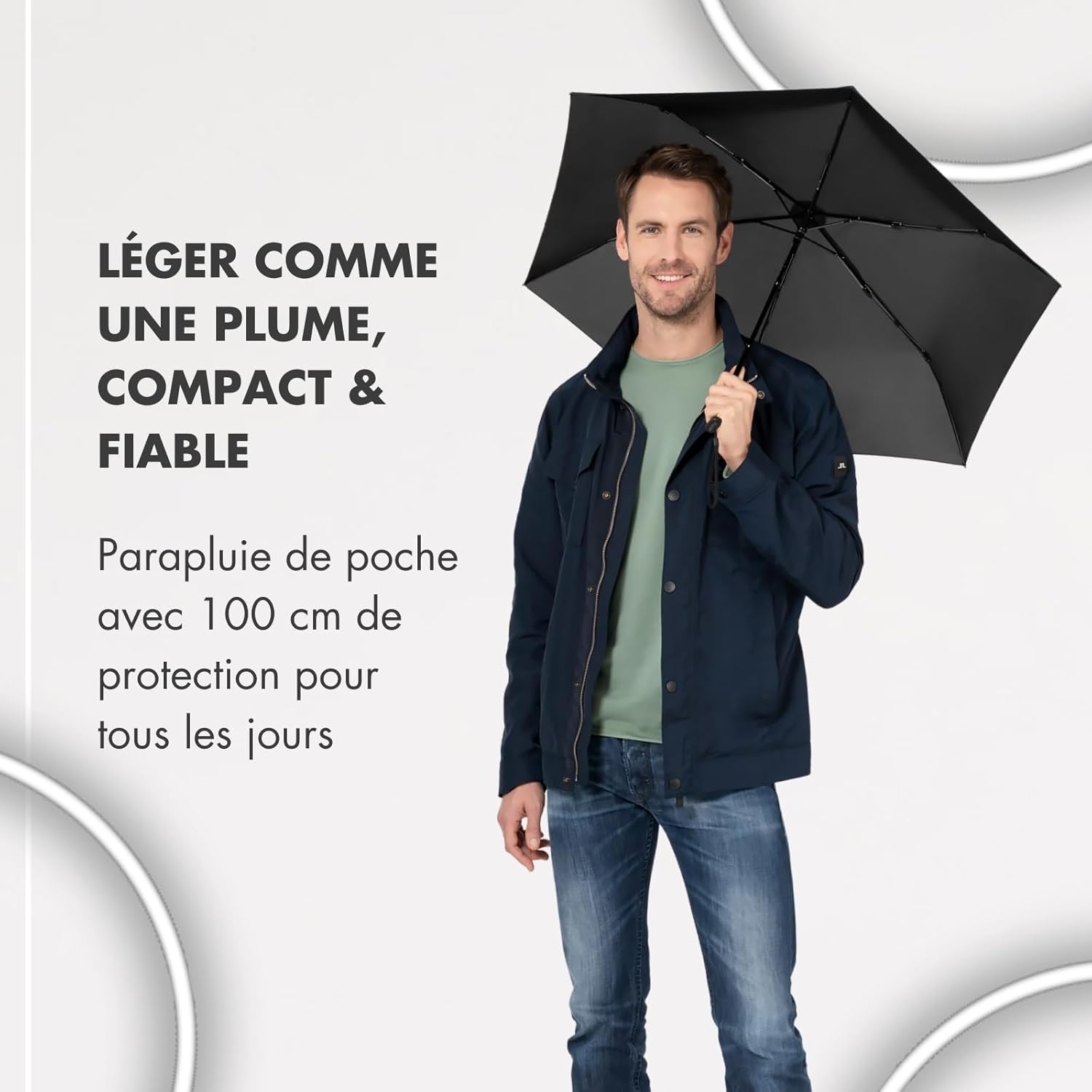 Thumbnail 1 de Doppler Parapluie Zero Large Noir – parapluie de poche ultra léger, ouverture manuelle