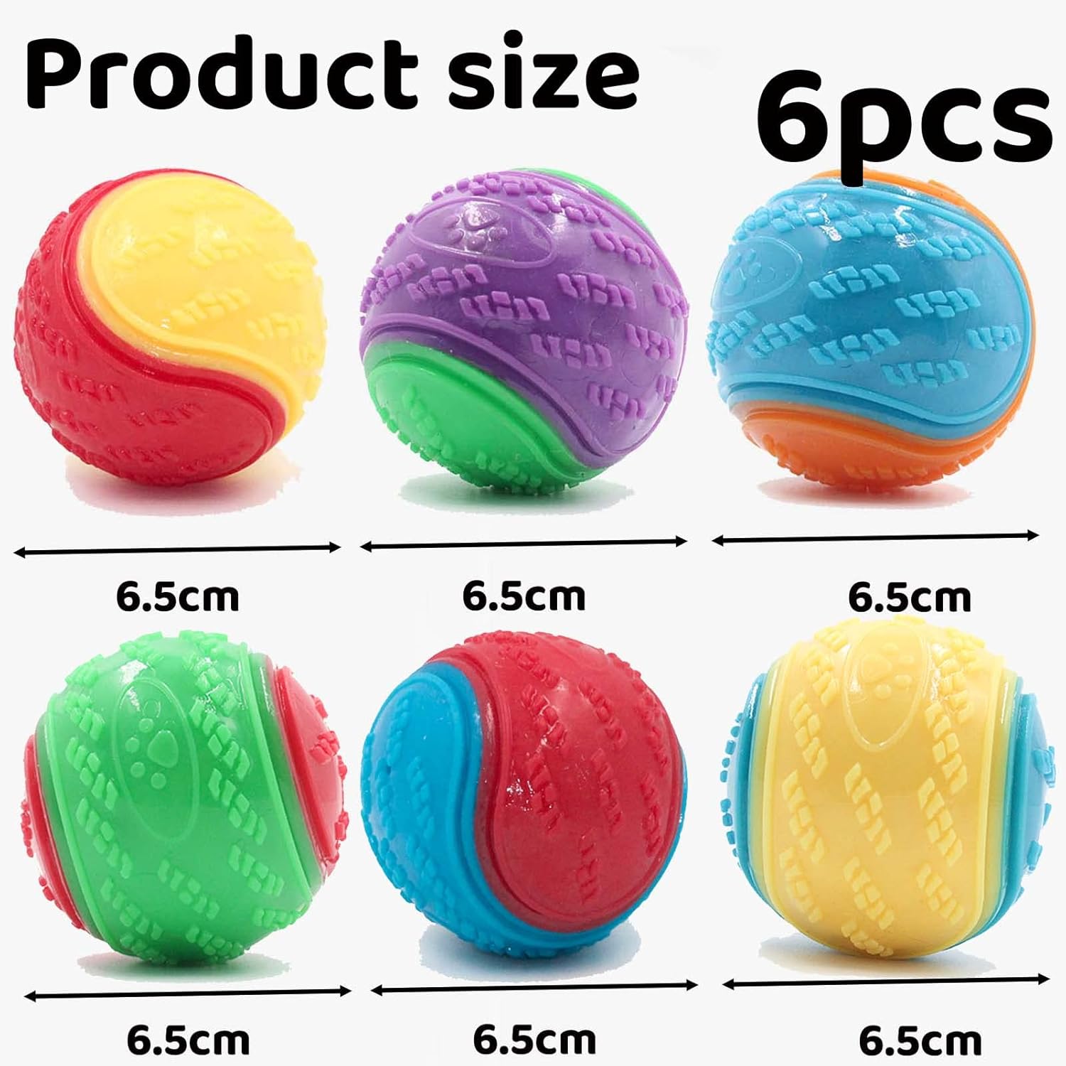 Detalle 2 de Sricam 6Pcs Squeaky Dog Ball 6.5cm