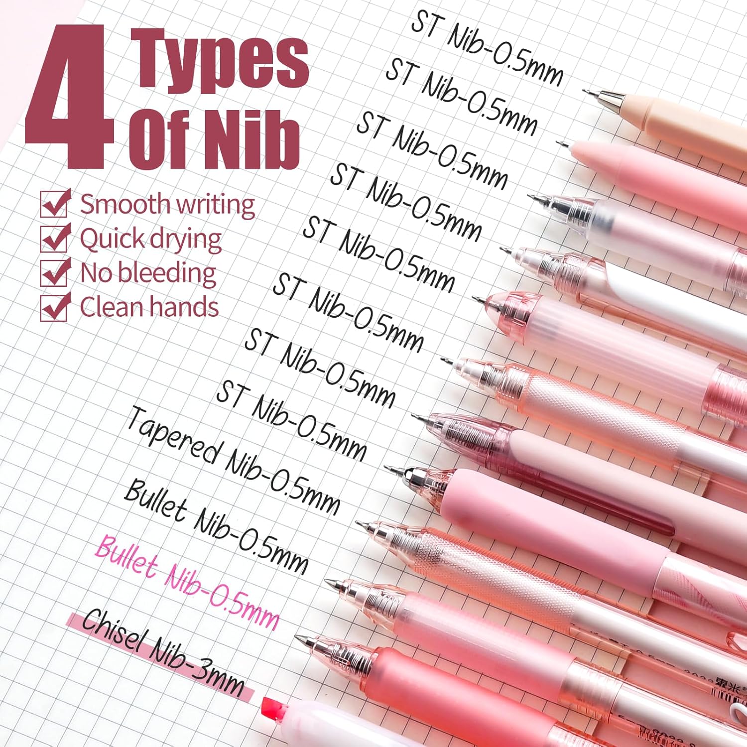 Thumbnail 3 de Four Candies Rose Series Gel Pens 0.5mm, Pack of 12 🖊️