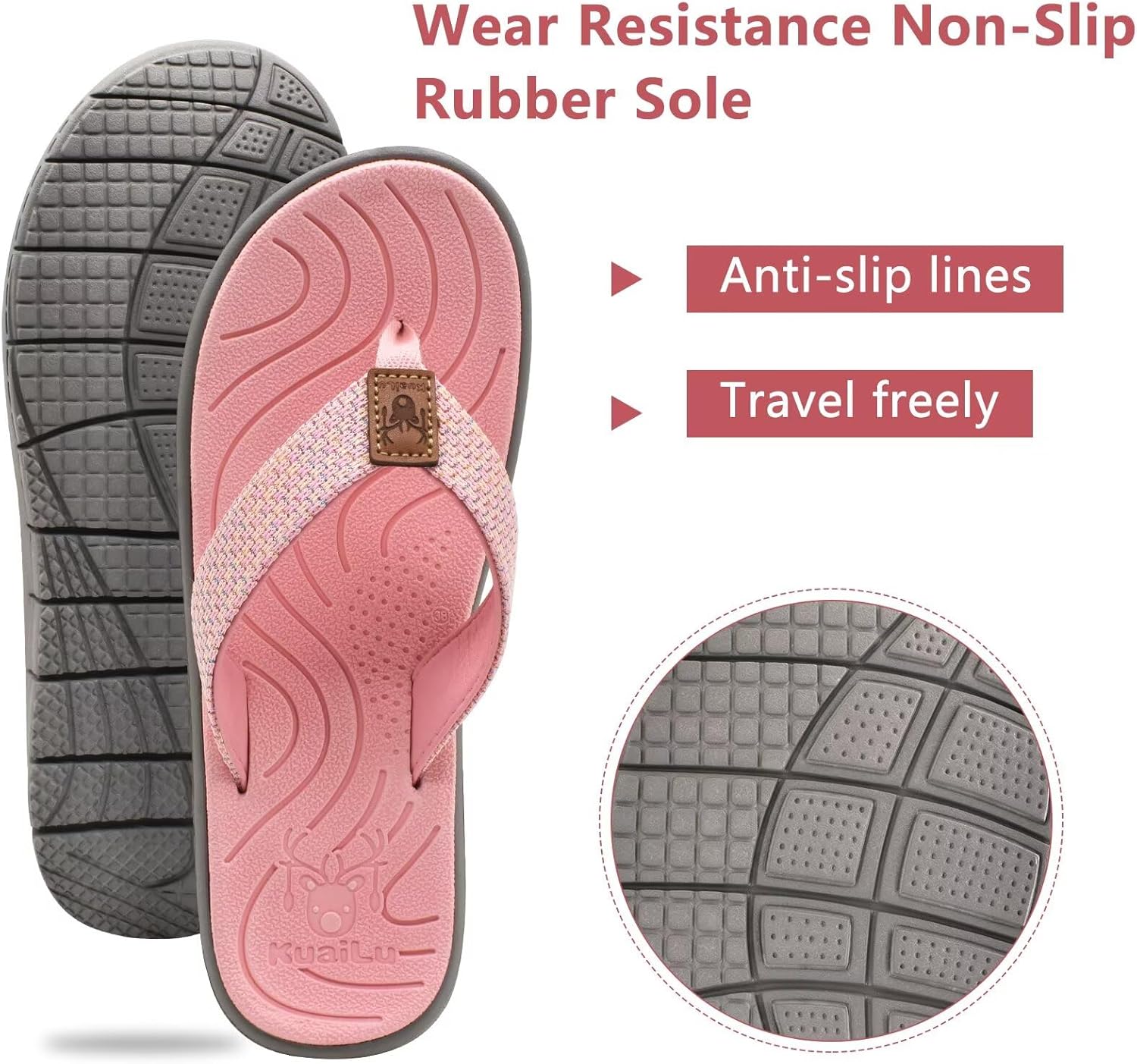 Thumbnail 5 de KuaiLu infradito da donna in morbido tessuto e pelle antiscivolo per yoga e spiaggia