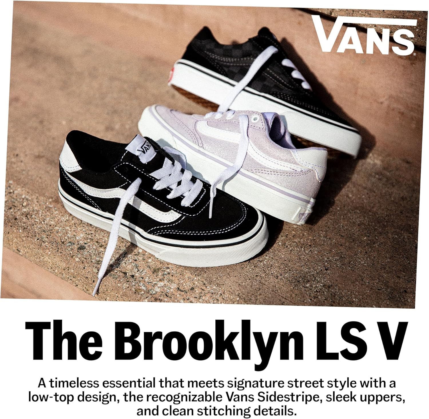 Thumbnail 6 de Vans Brooklyn LS Basket enfant noir et blanc – sneakers basses confort pour le quotidien