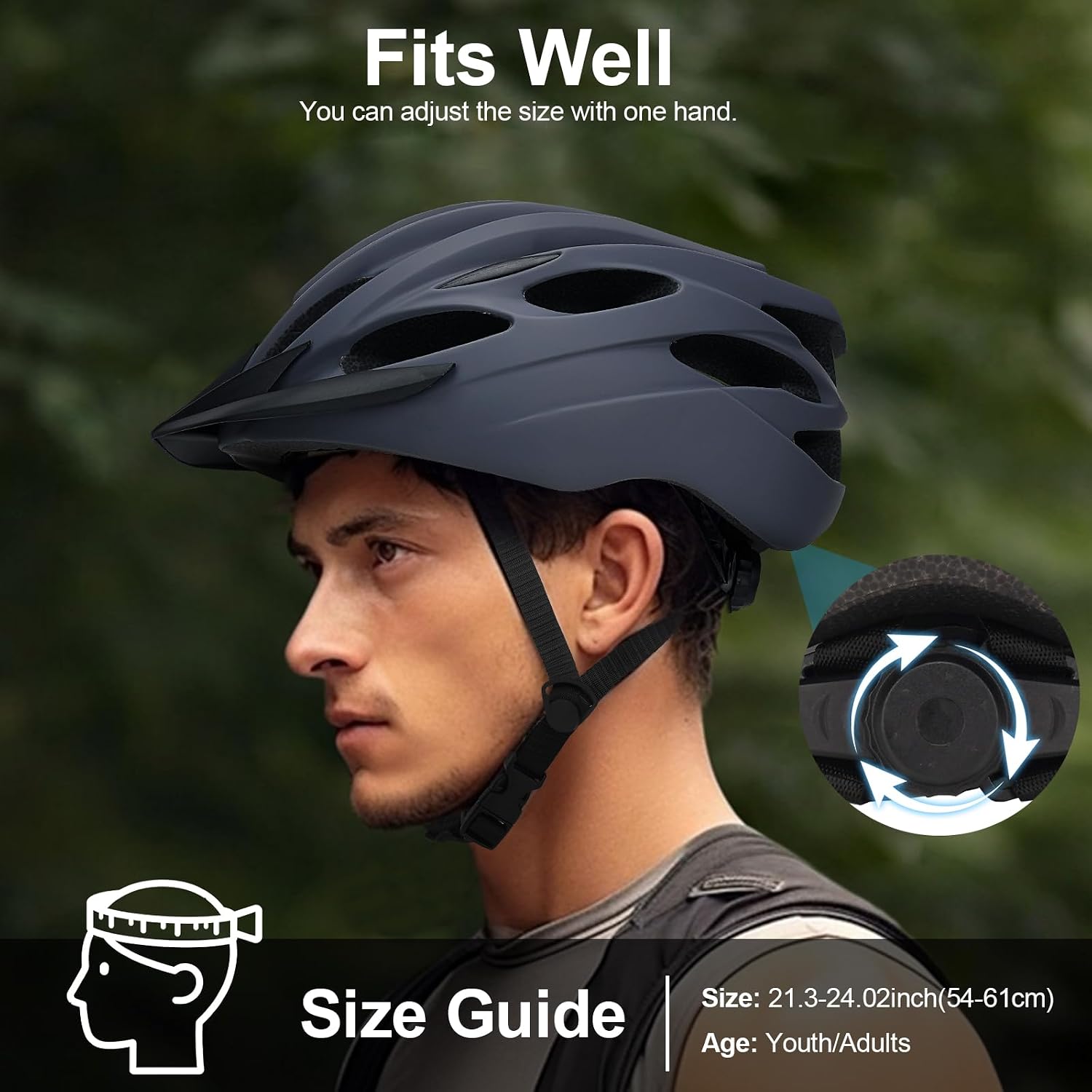 Thumbnail 6 de Casco da bici unisex con luce LED, visiera rimovibile e vestibilità 54–62 cm
