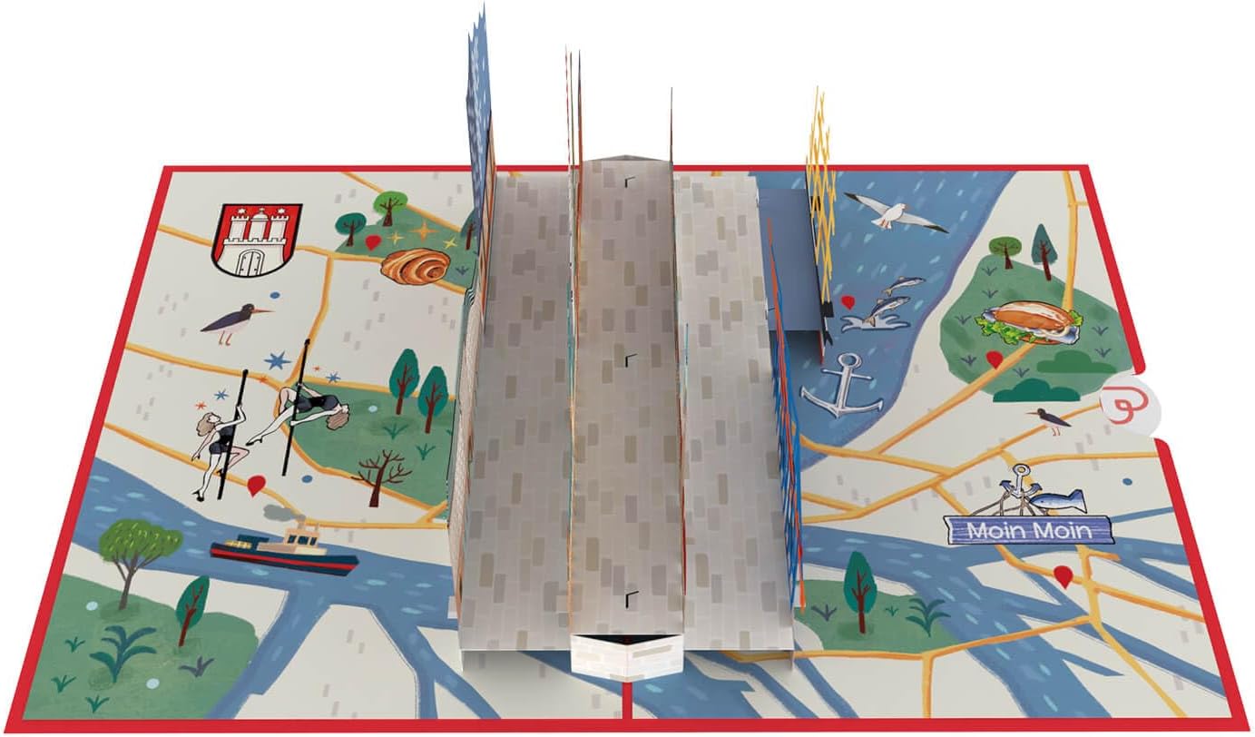 Detalle de papercrush® Pop-Up Karte Hamburg – 3D-Karte mit Elbphilharmonie als Reisegutschein