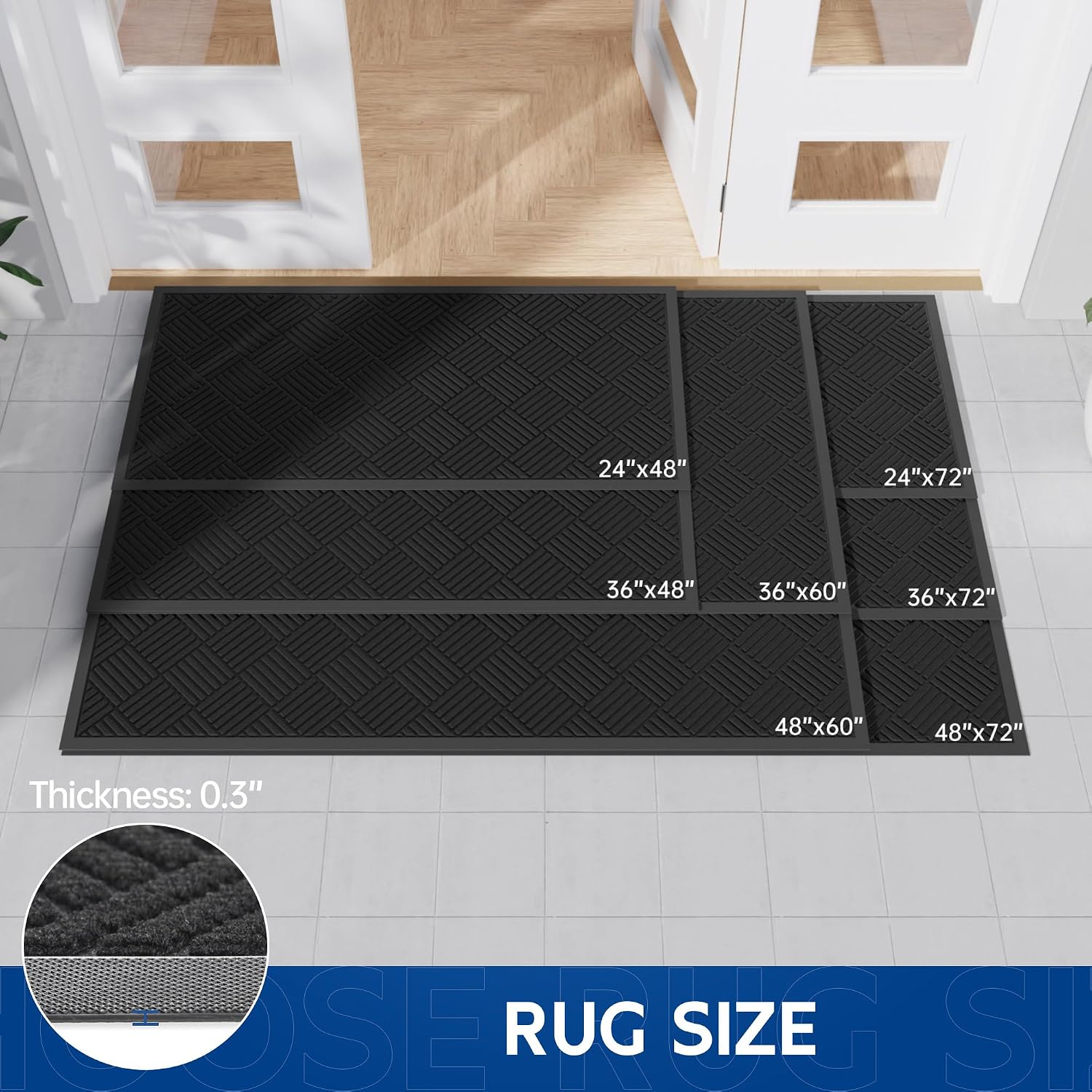 Detalle 2 de Naturei outdoor doormat- 3672-B, 3' x 6' Polyester and Rubber Entry Mat