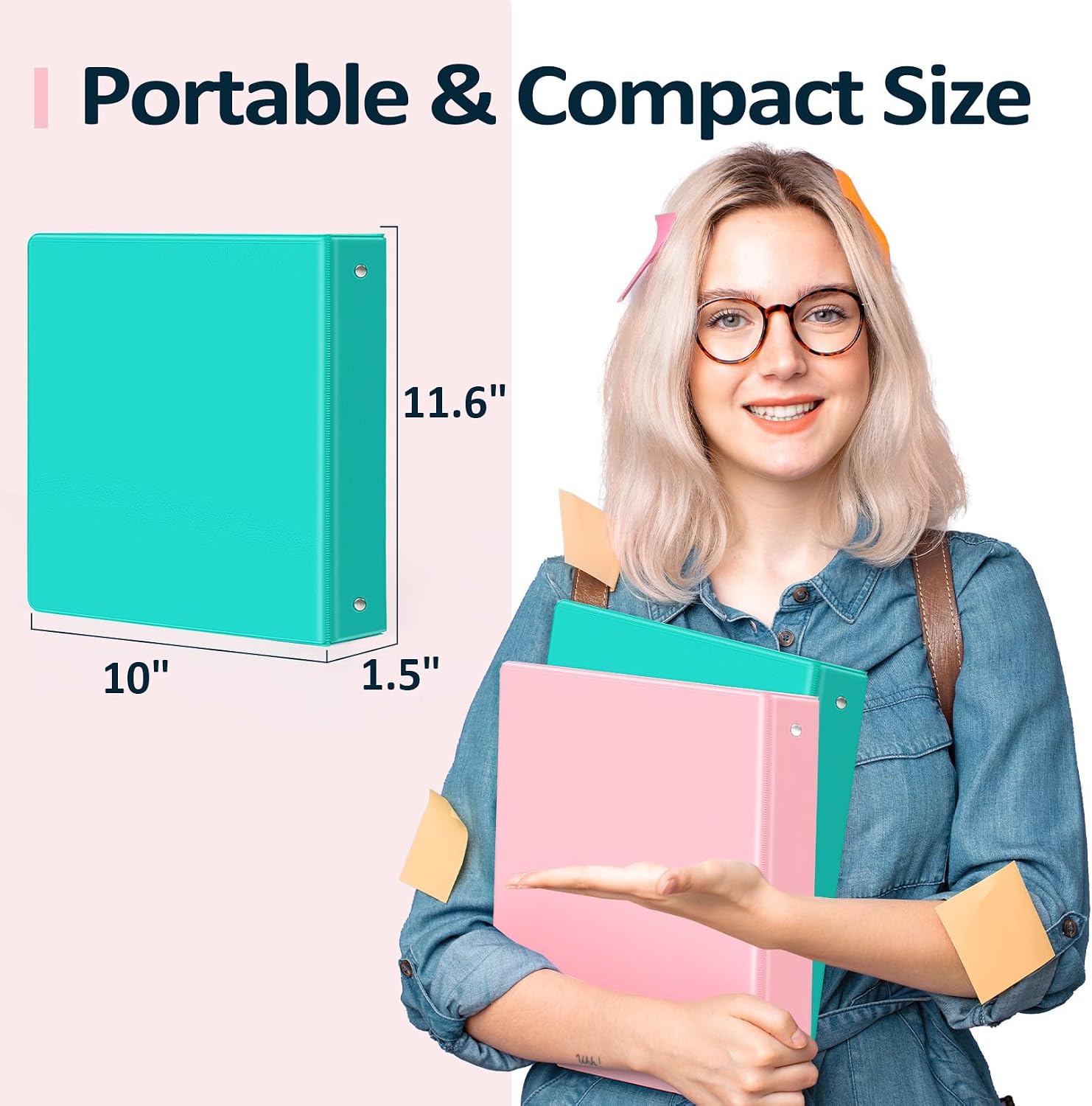 Detalle 2 de Sooez BinderX SZA1601-10401A 1-Inch 3-Ring Binder, Navy Blue, PVC-Free