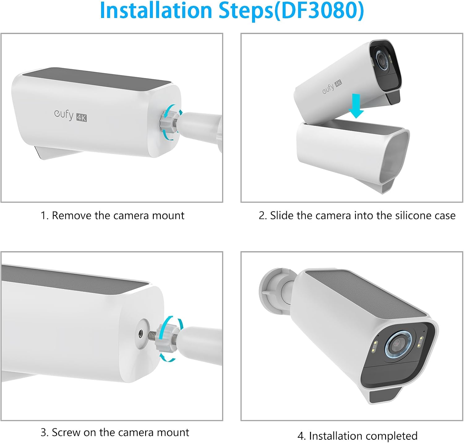 Detalle 2 de HOLACA Silikonhülle für eufyCam S3 Pro – 2er Pack, wasserdicht und robust in Weiß
