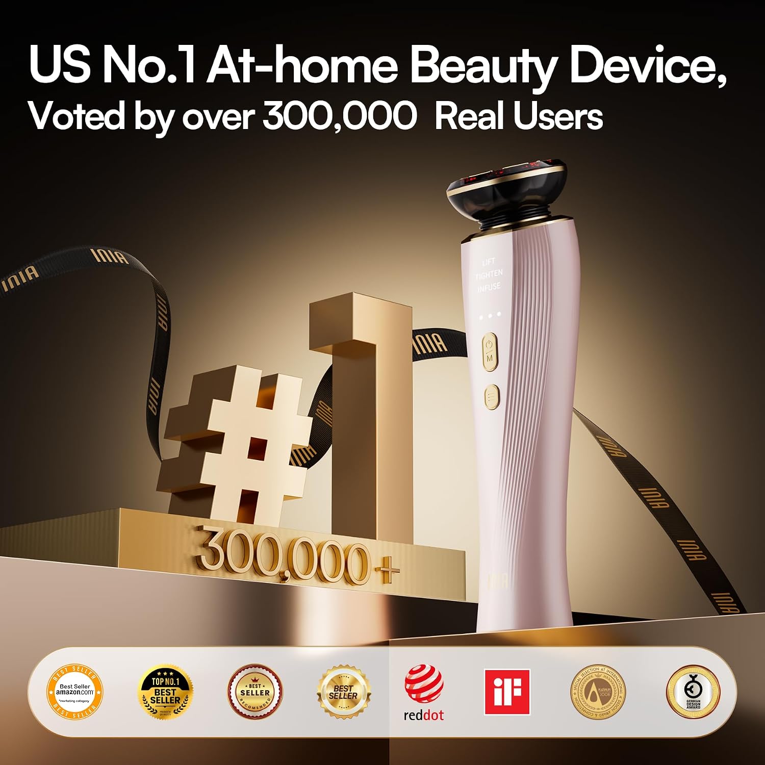 Detalle 2 de INIA FLARE 3-in-1 Microcurrent Facial Device with Red Light, Heat & Vibration