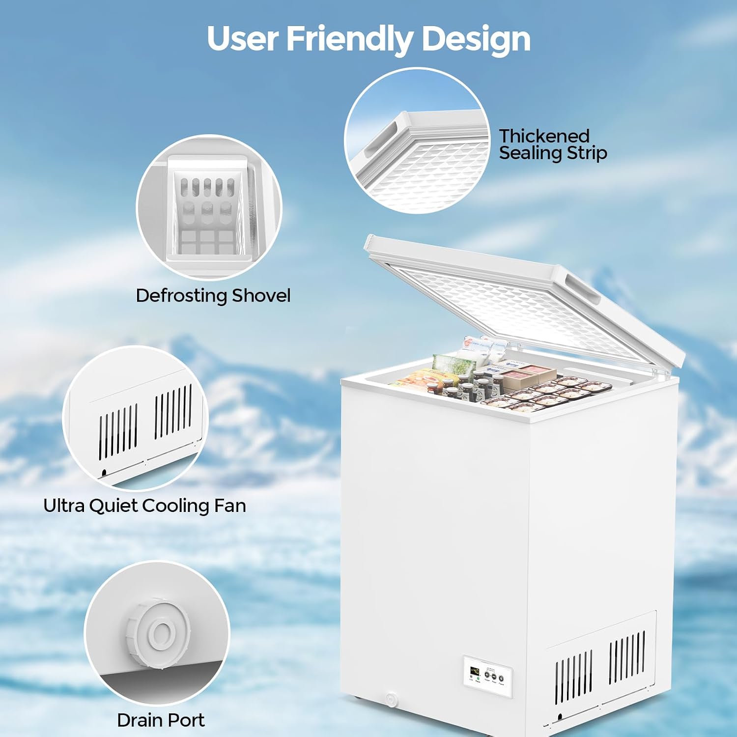 Thumbnail 6 de COWSAR 58090RFR0-WHITE-EL Chest Freezer, 3.5 Cu. Ft., -40°F to 14°F, 2 Baskets