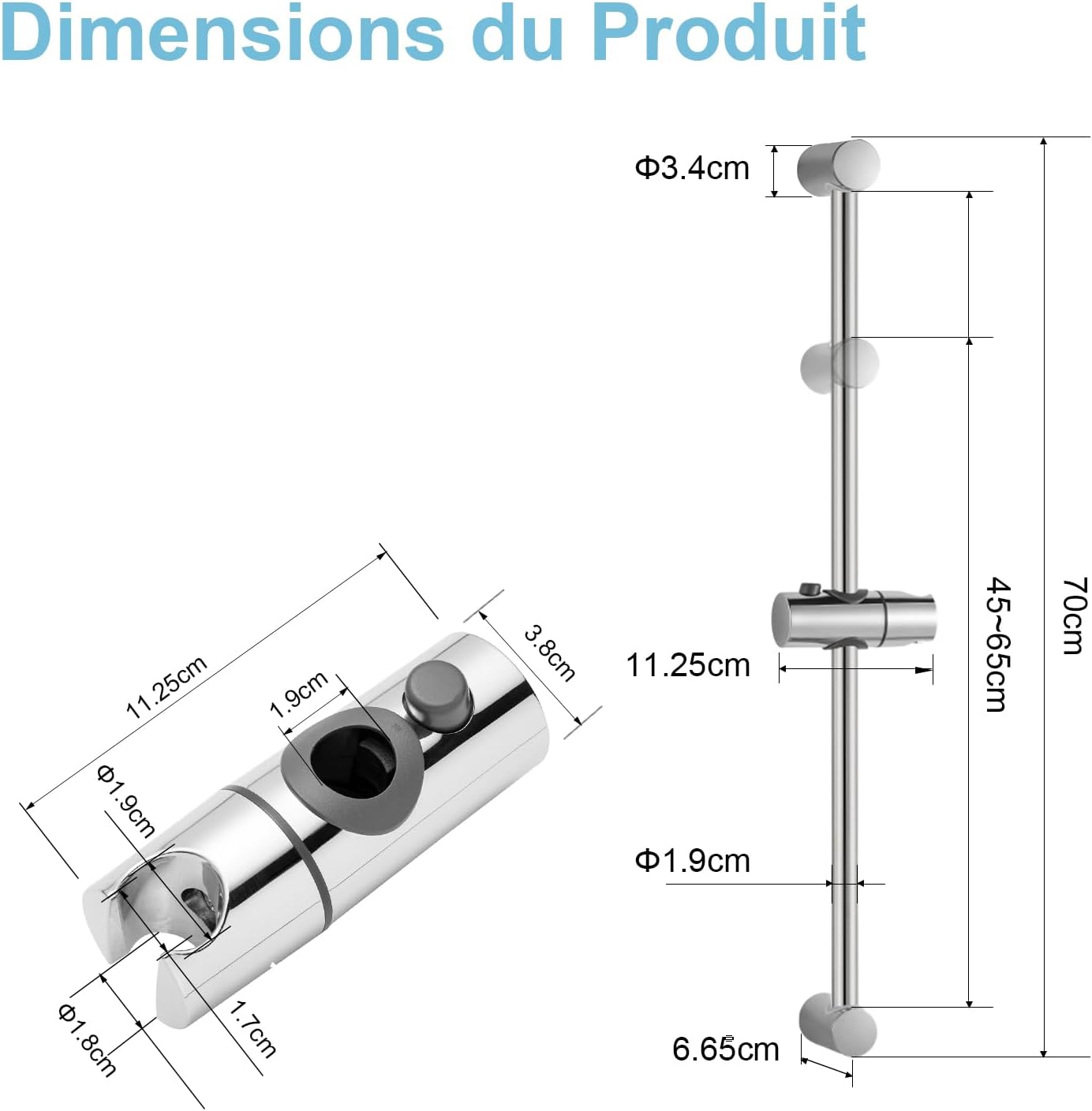 Thumbnail 5 de Barre de douche OFFO 70 cm