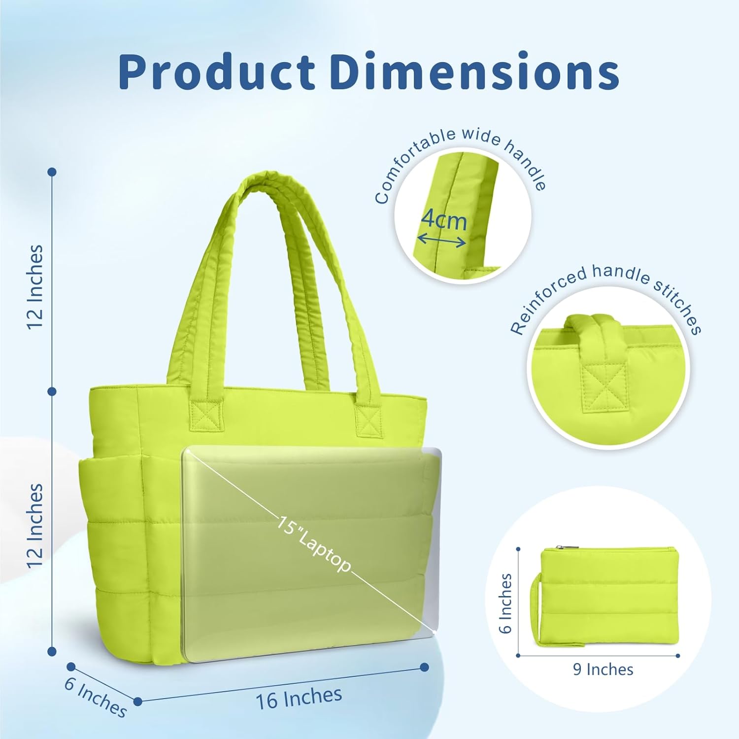 Thumbnail 4 de TOPDesign Puffer Tote Bag 16x6x12