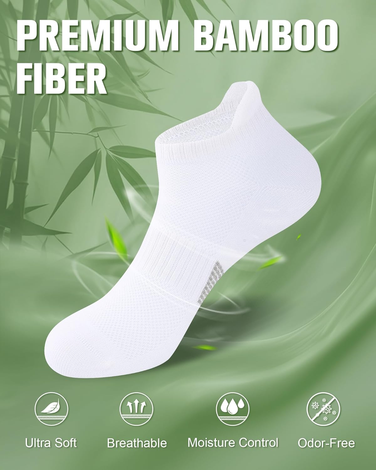 Detalle de Niorasen Ankle Socks for Women — 6 Pairs, Breathable Bamboo Viscose Low Cut Comfort