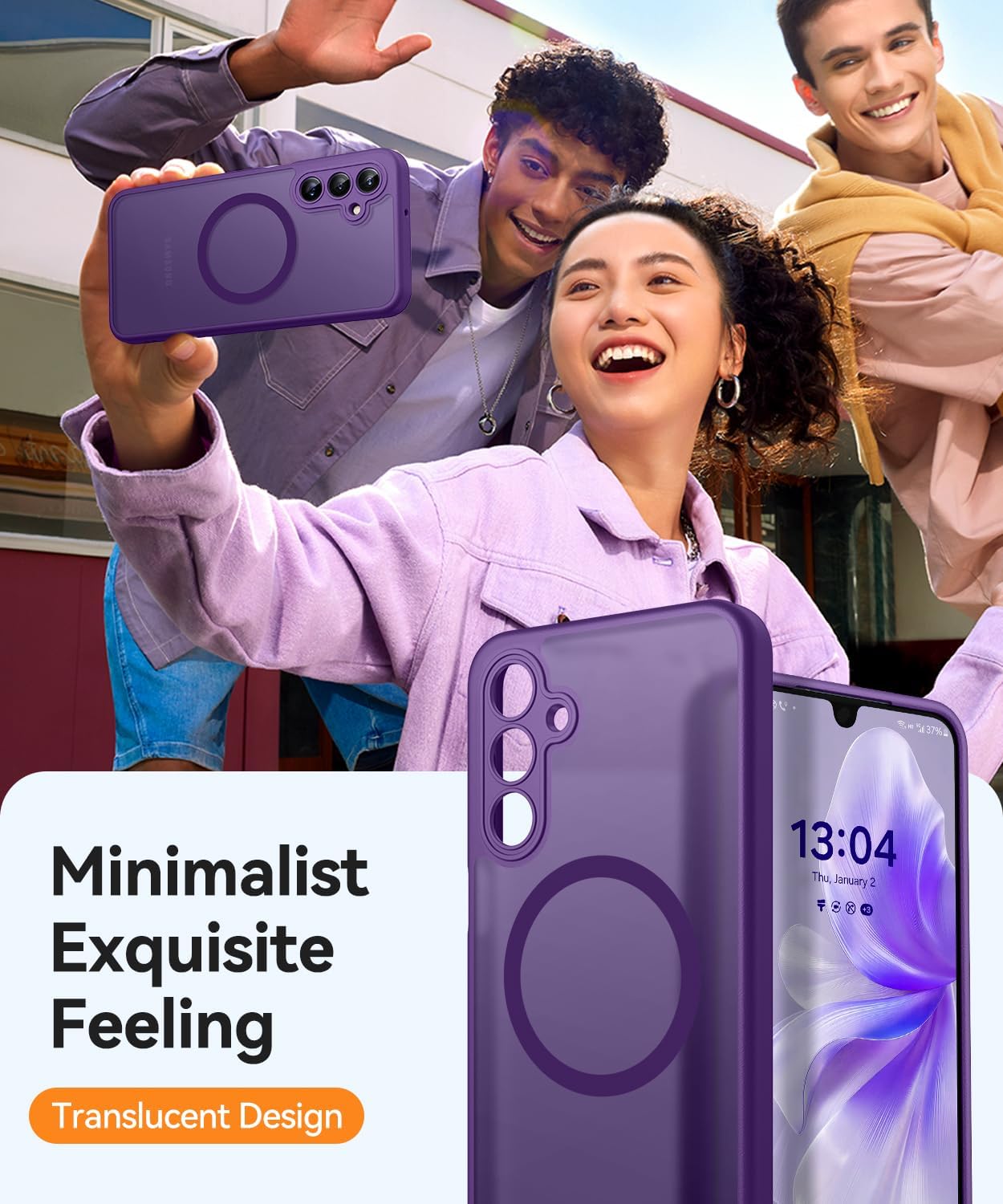 Thumbnail 3 de CANSHN Magnetica Cover per Samsung Galaxy A16 – Custodia trasparente opaca, protezione camera avanzata e supporto MagSafe