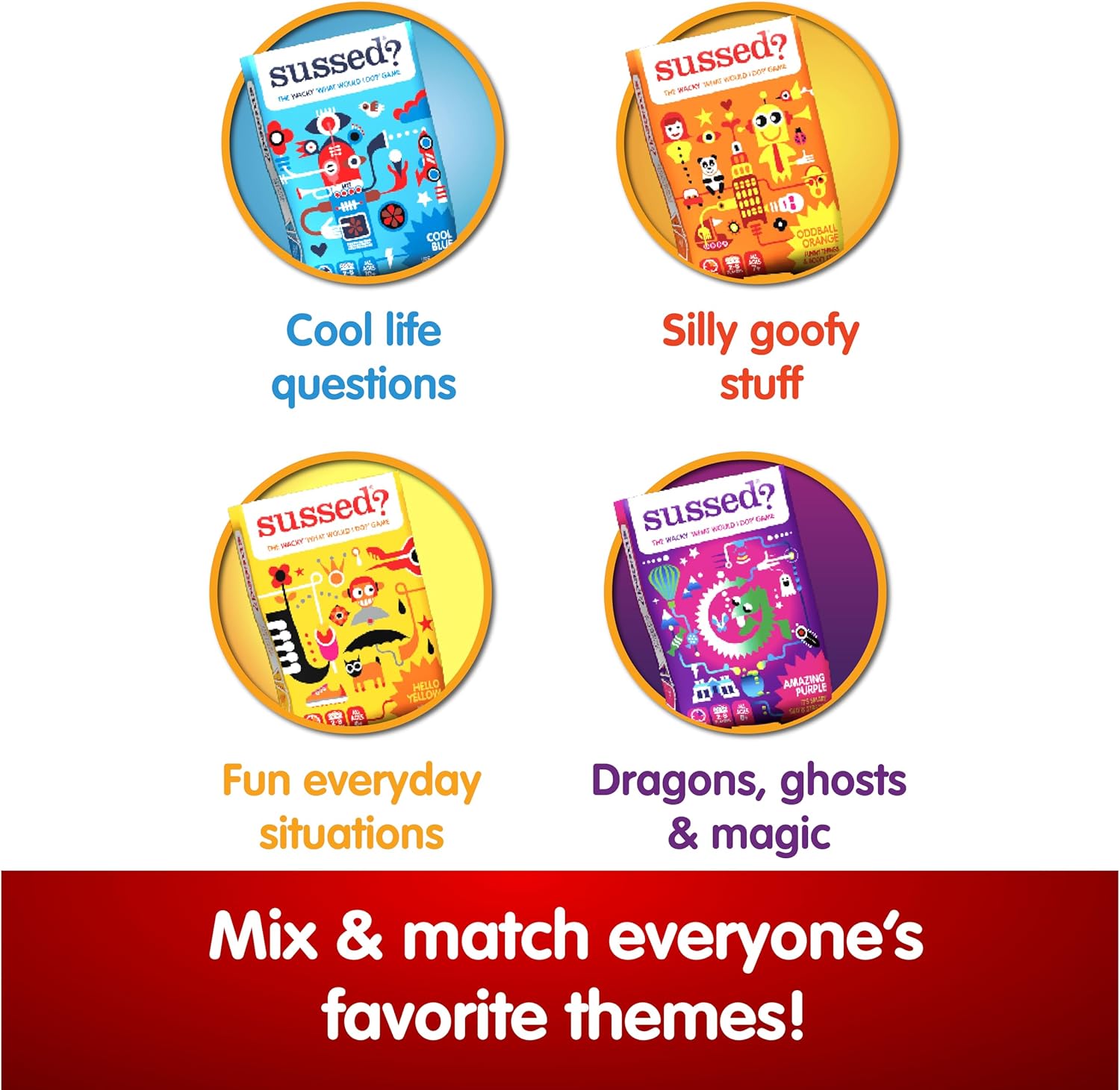Detalle de SUSSED The Wacky ‘What Would You Do’ Social Card Game – Yellow Deck