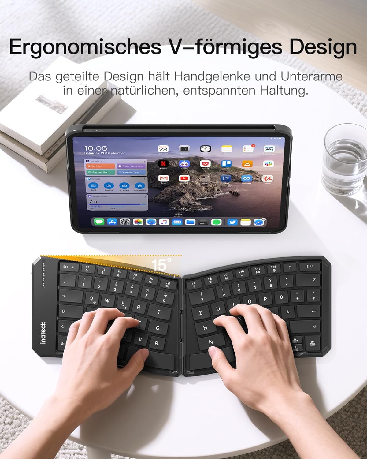 Thumbnail 1 de Inateck Nomad Ergo N0131 faltbare QWERTZ Tastatur 262 g