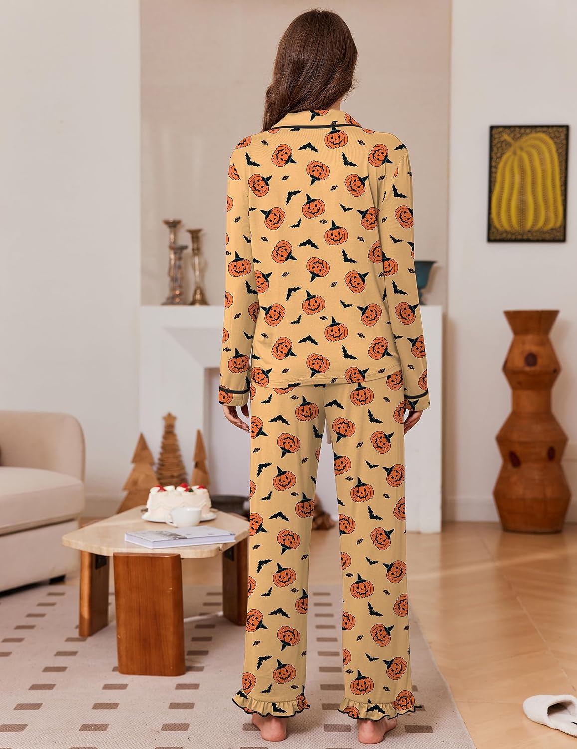 Detalle de Ekouaer Women's Pajama Set, Button-Down