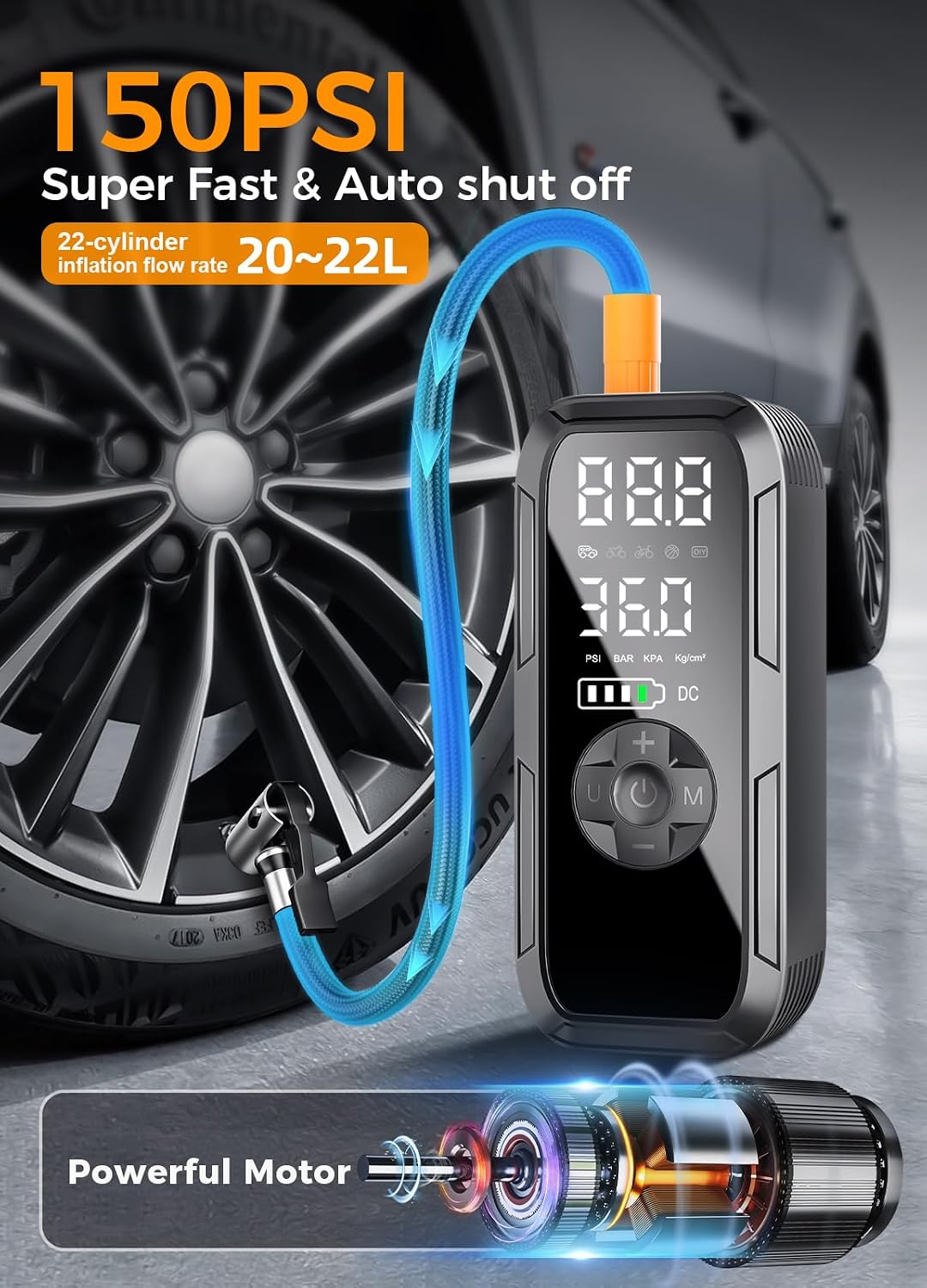 Thumbnail 1 de Y51 Tire Inflator 150 PSI cordless air pump