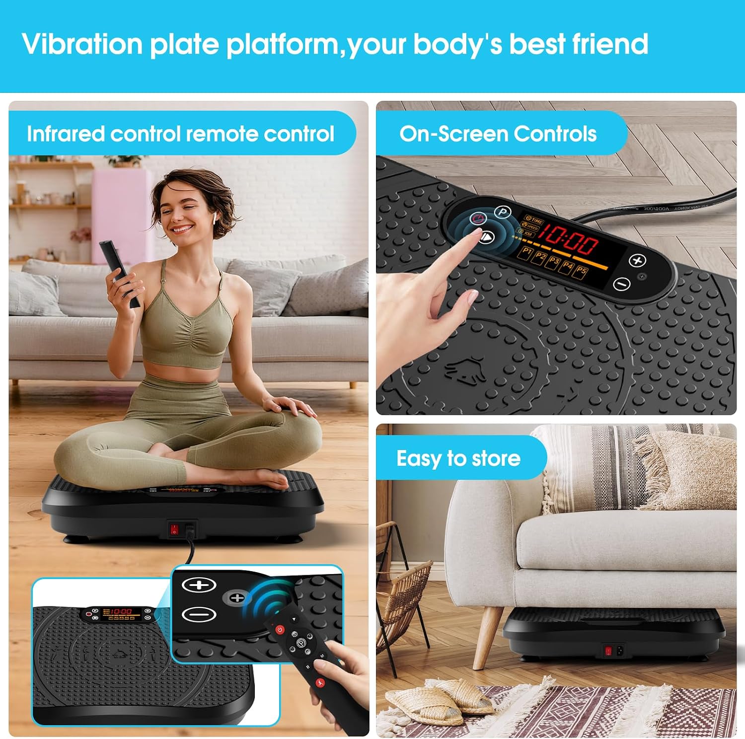 Detalle 2 de SoftGym vibration plate exercise machine for lymphatic drainage support (up to 450 lb capacity)