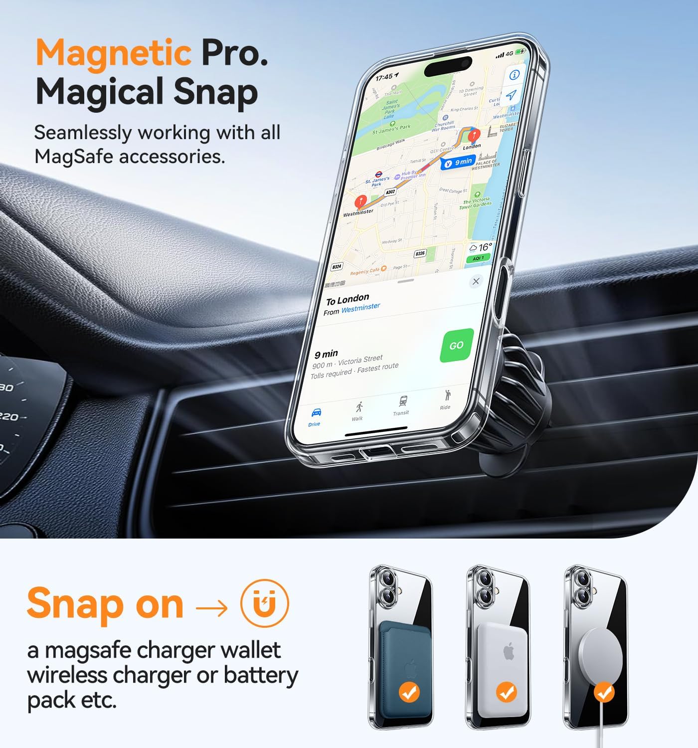Detalle de CANSHN Cover magnetica trasparente per iPhone 17 da 6,3" con MagSafe e protezione totale fotocamera