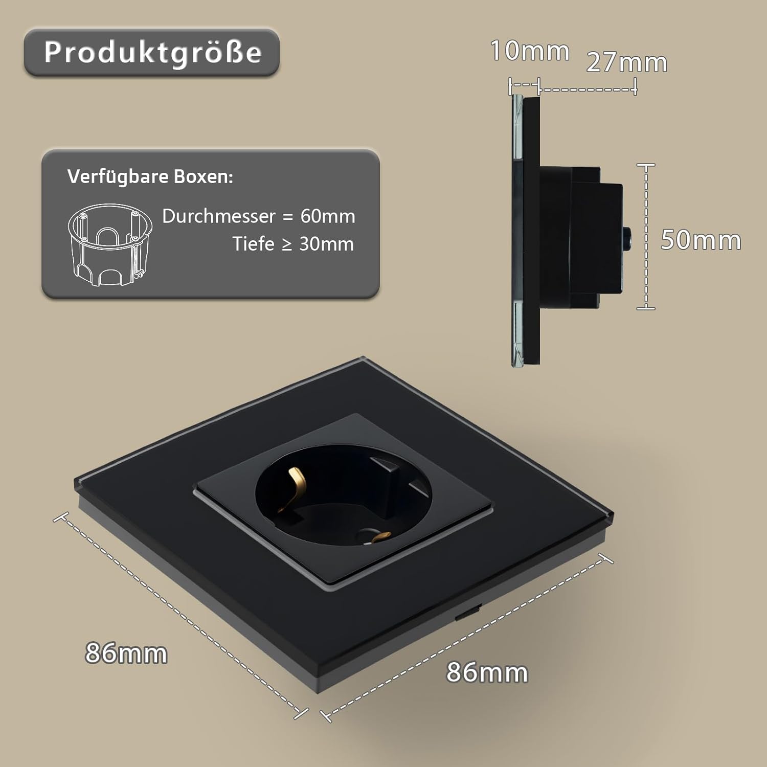 Thumbnail 1 de TAWOIA Schuko Steckdose 86×86 mm