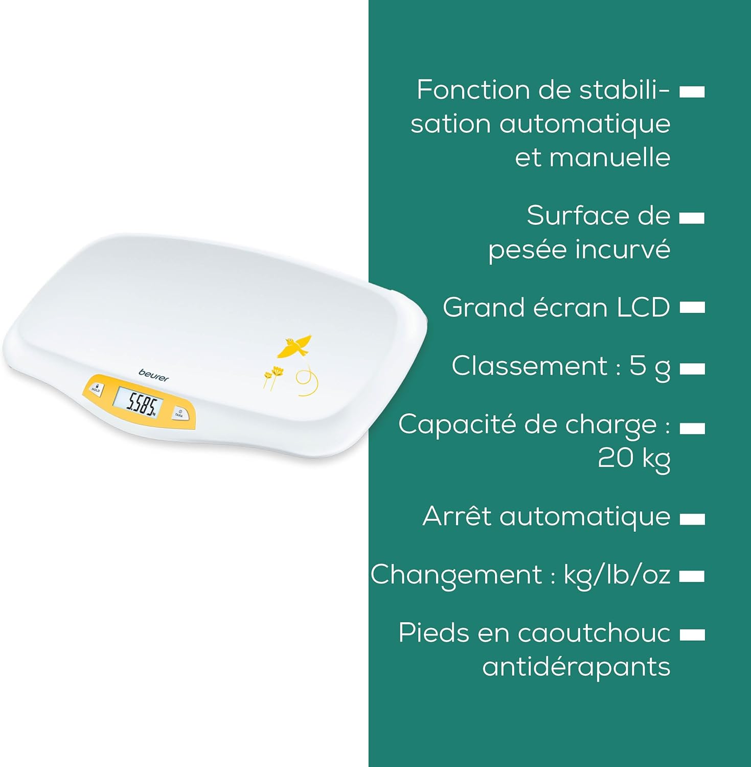 Thumbnail 5 de Beurer BY 80 pèse-bébé 20 kg ⚖