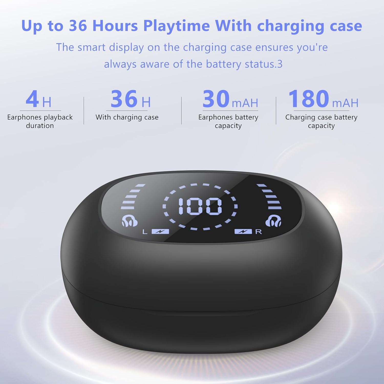 Thumbnail 1 de Écouteurs Bluetooth ouverts sans fil avec micro intégré, commande tactile et charge USB‑C – Noir