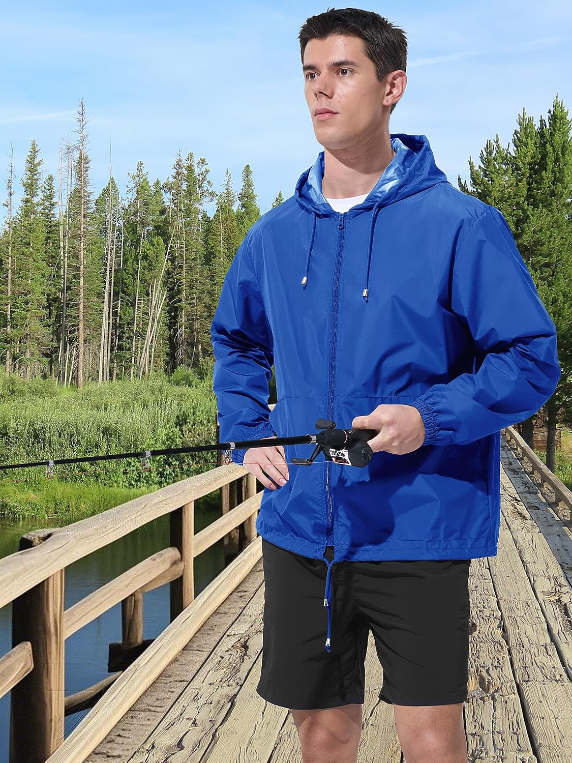 Thumbnail 2 de UIQUR Men's Packable Rain Jacket with Adjustable Hood, Waterproof Windbreaker