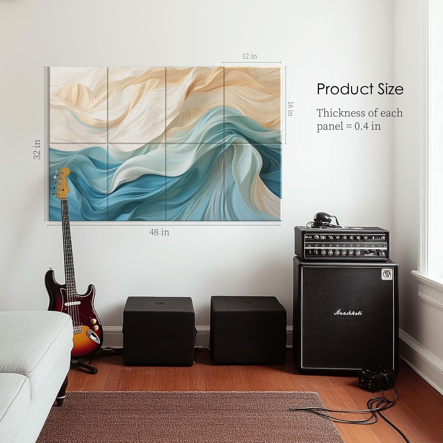 Detalle de JaneTech 8-Pack Decorative Acoustic Wall Panels with Adhesive