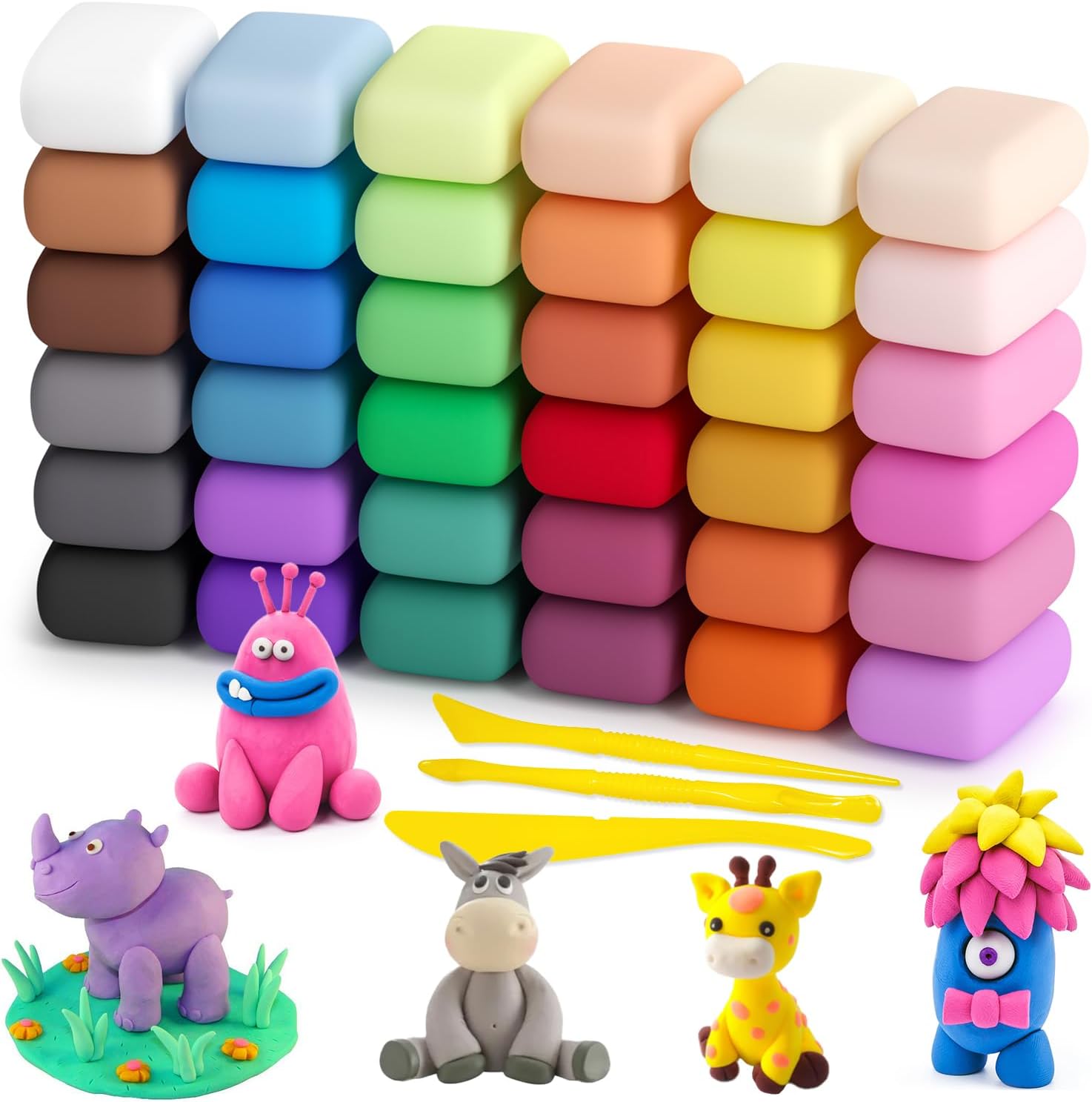 Detalle de Ecurfu Air Dry Clay 24 Colors – Creative DIY Modeling Kit for Kids and Adults