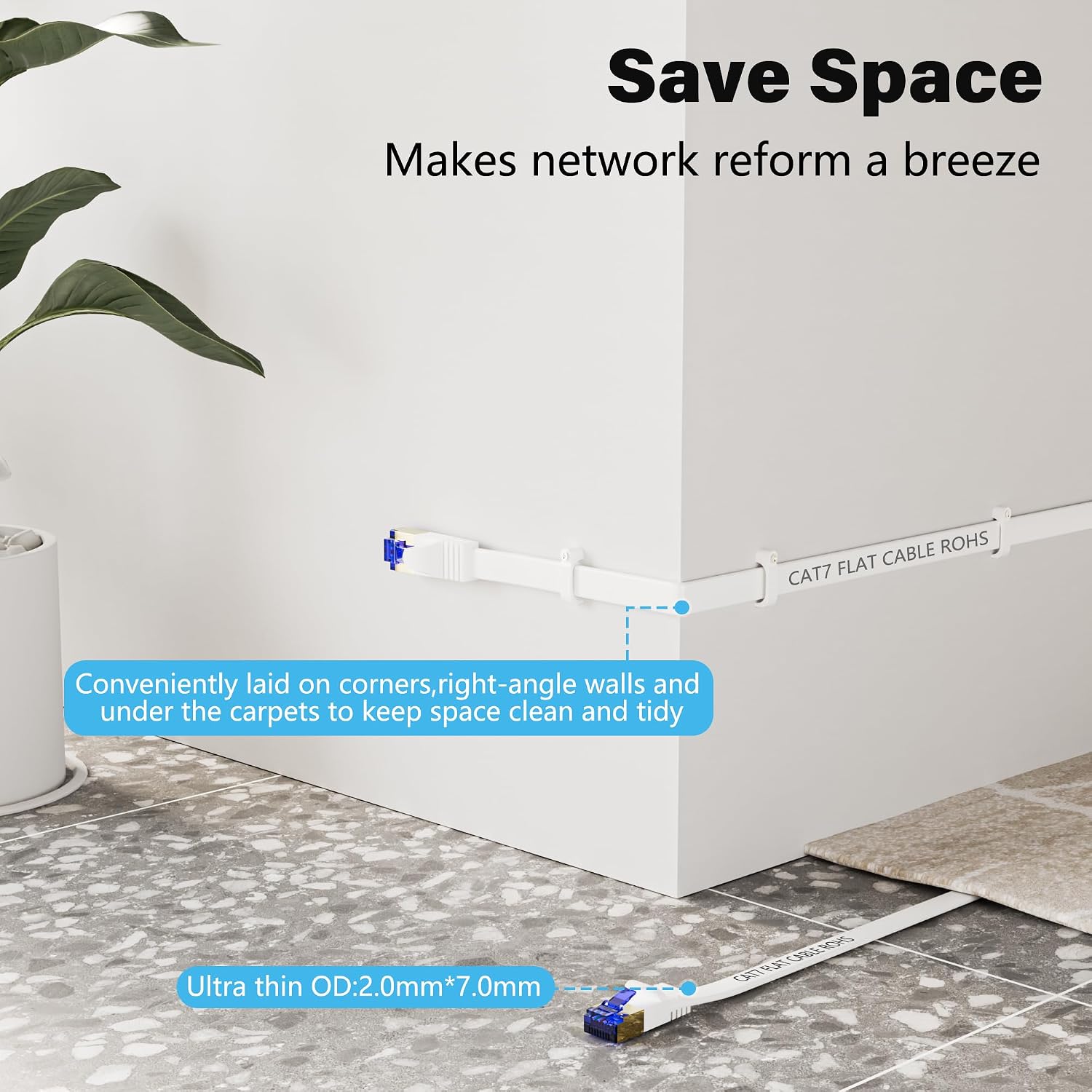 Detalle 2 de Mygatti CAT 7 Flach-Netzwerkkabel 10 Gbps