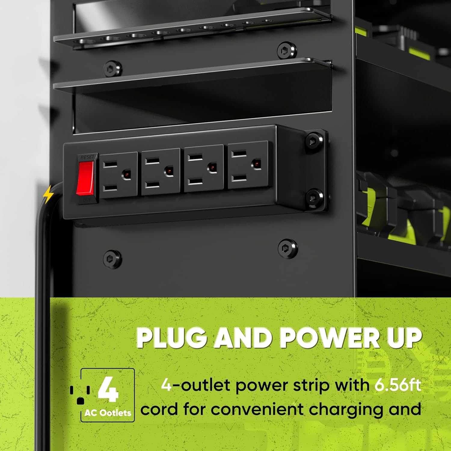 Thumbnail 1 de POKIPO Large Power Tool Organizer Wall Mount with Charging Station (4-Layer Metal Tool Storage Rack)
