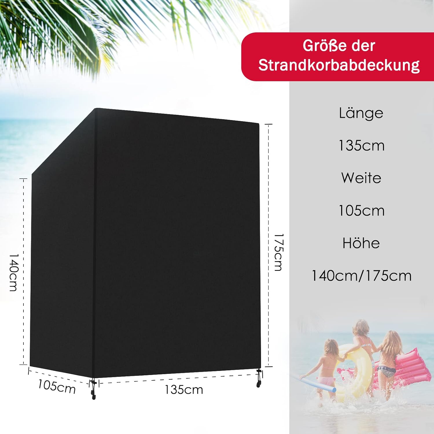 Detalle 2 de Finew Strandkorb Schutzhülle 135 cm