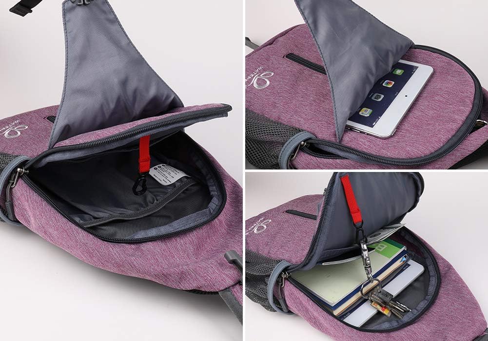 Detalle 2 de WATERFLY Crossbody Sling Backpack: Compact, Flexible Daypack for Travel and Outdoors (Purple)