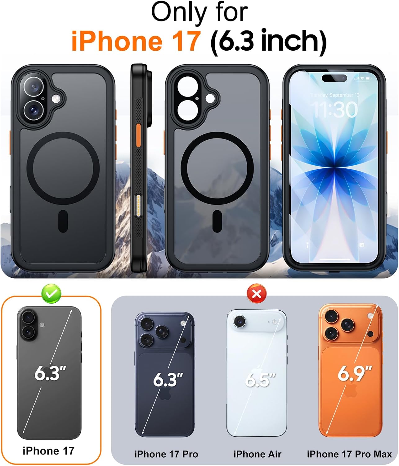 Detalle de Red2Fire for iPhone 17 Case with Built-in Screen Protector & Camera Protector – MagSafe Compatible, Military-Grade Drop Protection