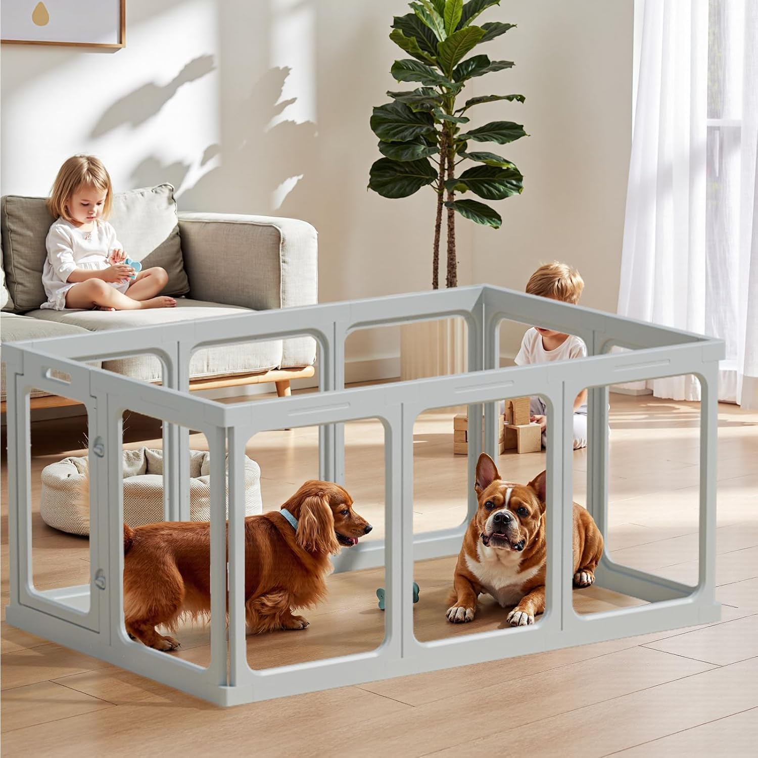 Thumbnail 6 de Gardner Pet Acrylic Pet Playpen, Transparent Dog Pen Indoor with Door (61 cm H, 10 Panels)