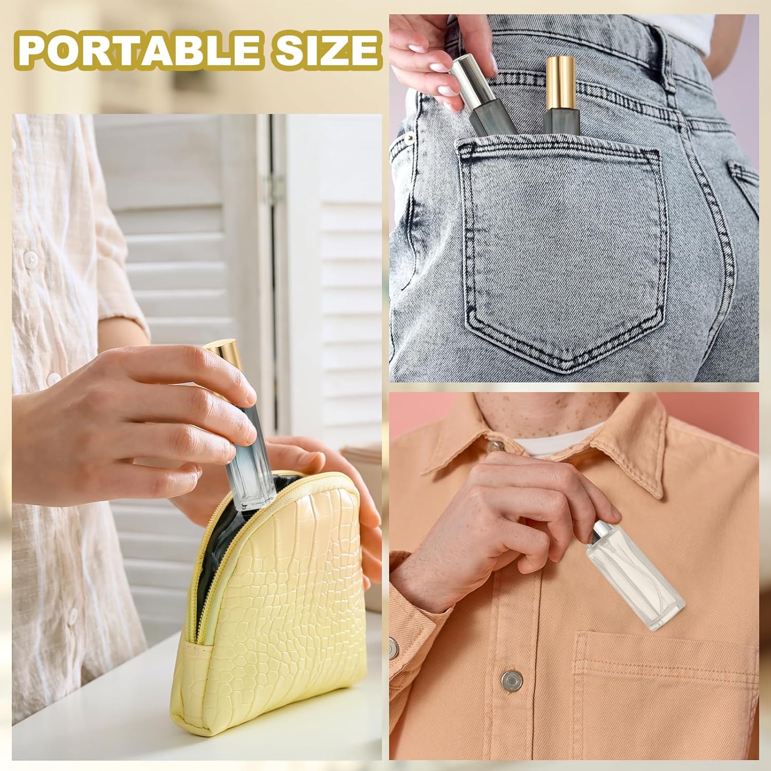Detalle de PATIKIL Flacon de Voyage 5 Pièces 10 ml – Vaporisateur Rechargeable avec Étiquettes et Accessoires