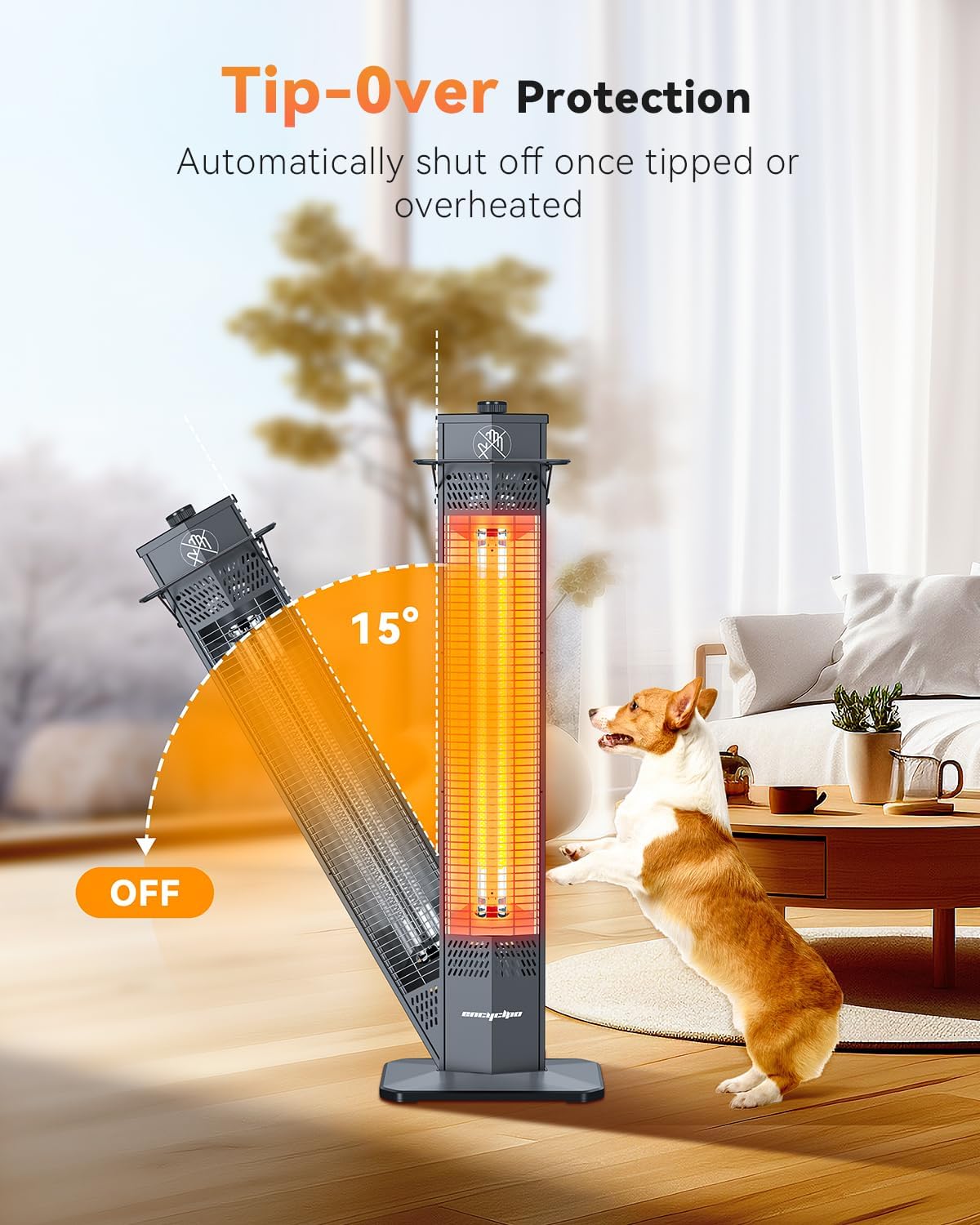 Thumbnail 6 de Encyclpo 11-E0300 Infrared Patio Heater, 1,500 W, IPX5, 3 Heat Levels